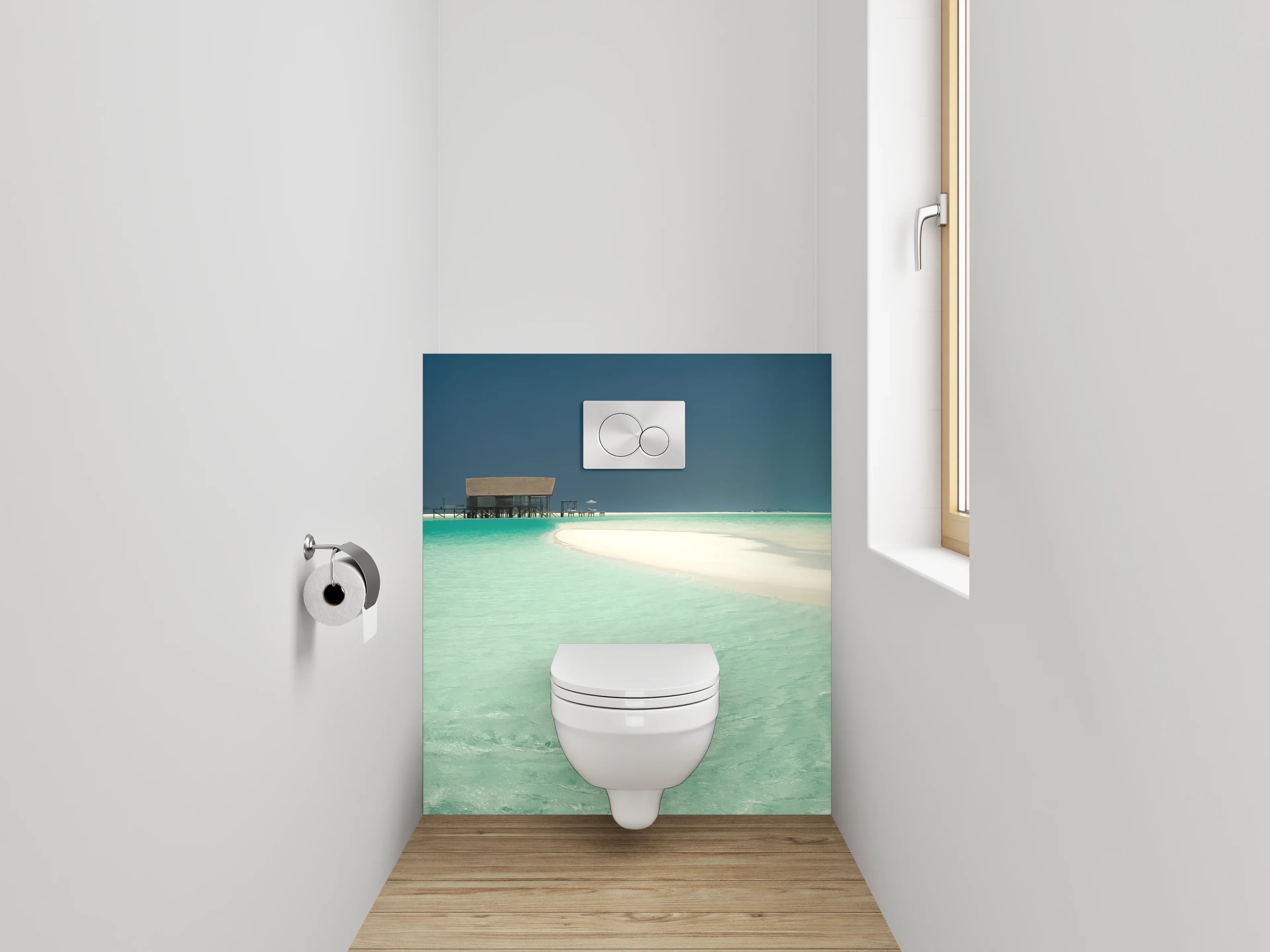 WC-Rückwand - Traumhafte Lagune am weißen Sandstrand