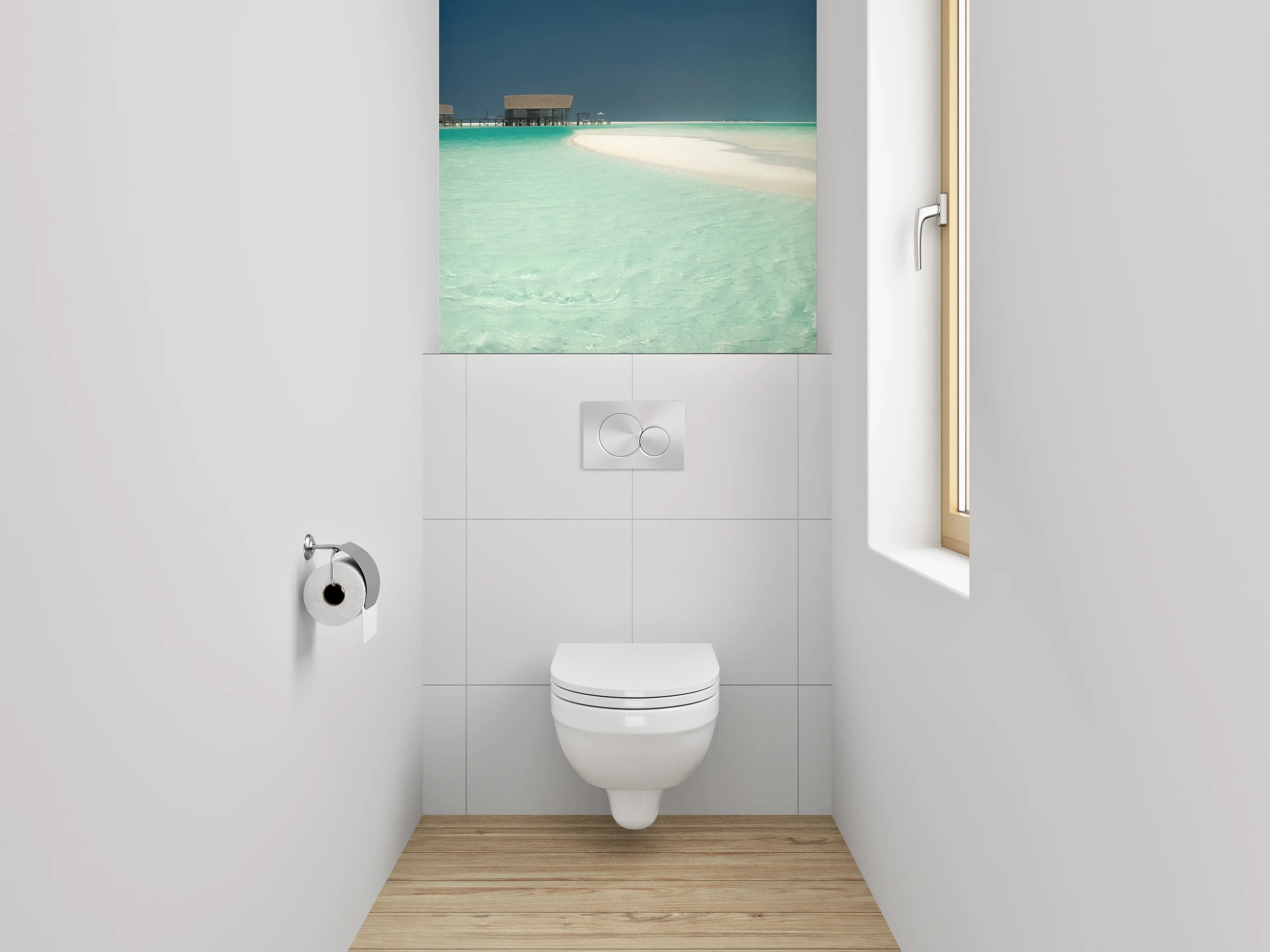 WC-Rückwand - Traumhafte Lagune am weißen Sandstrand