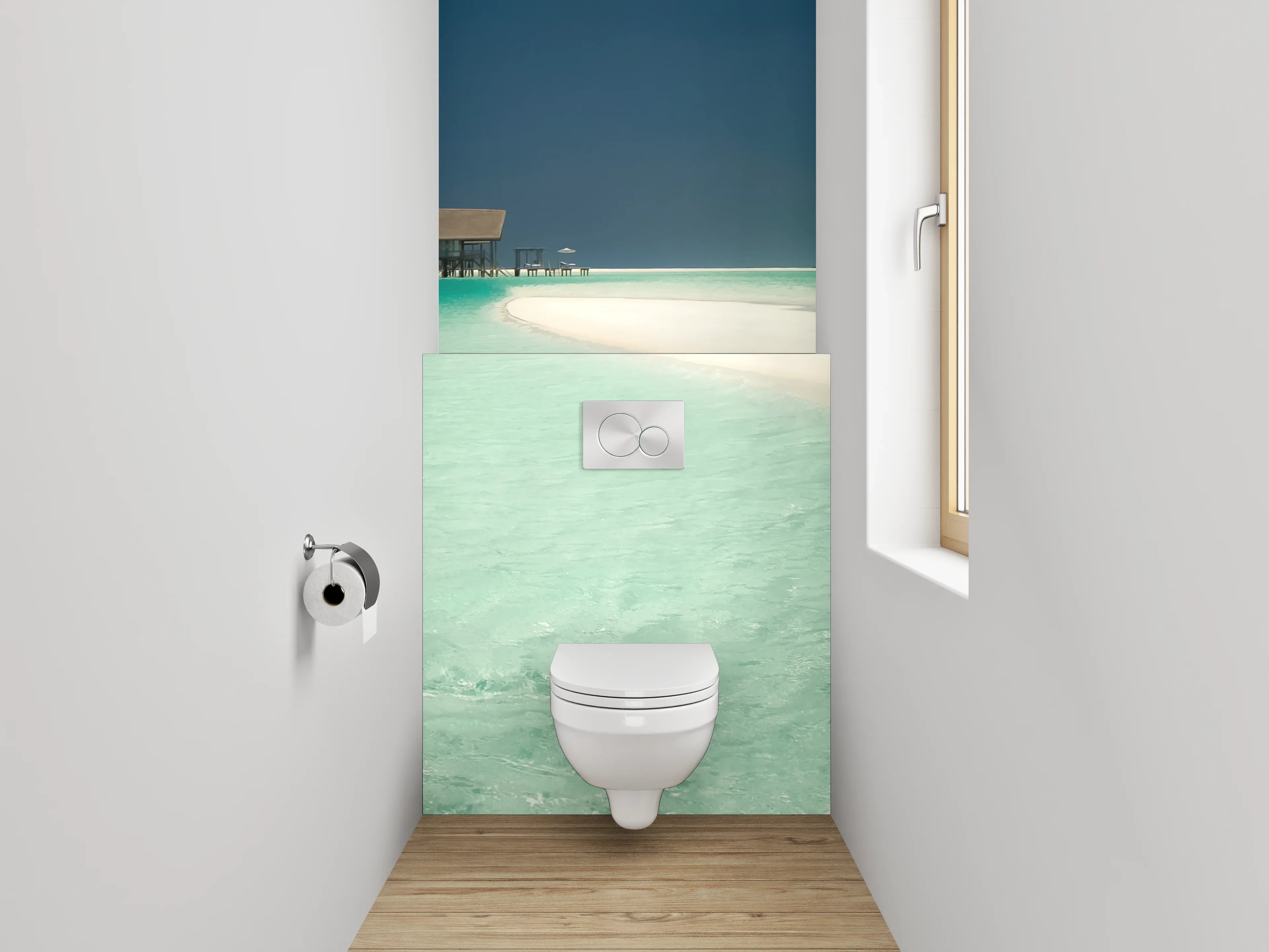 WC-Rückwand - Traumhafte Lagune am weißen Sandstrand