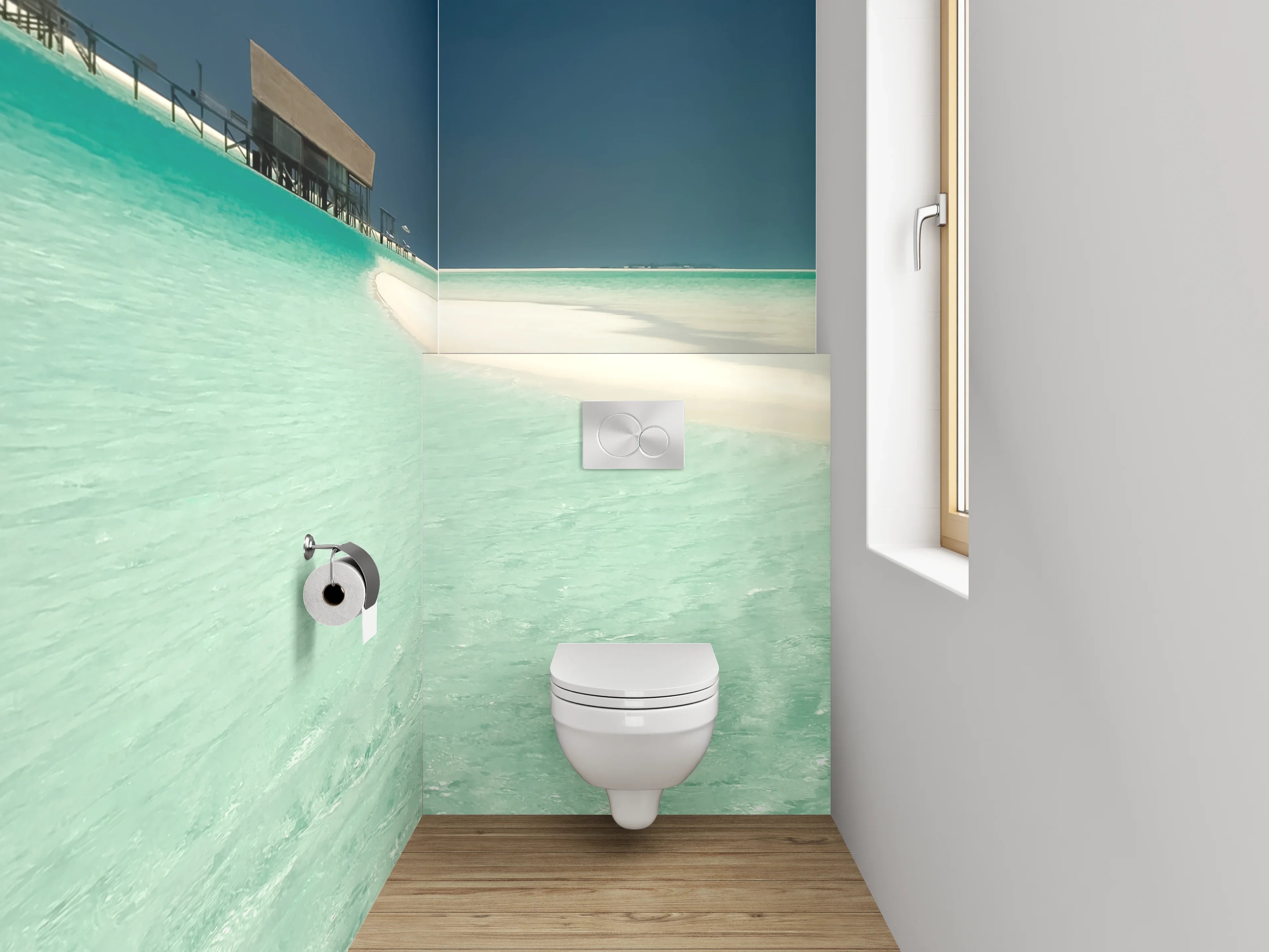 WC-Rückwand - Traumhafte Lagune am weißen Sandstrand