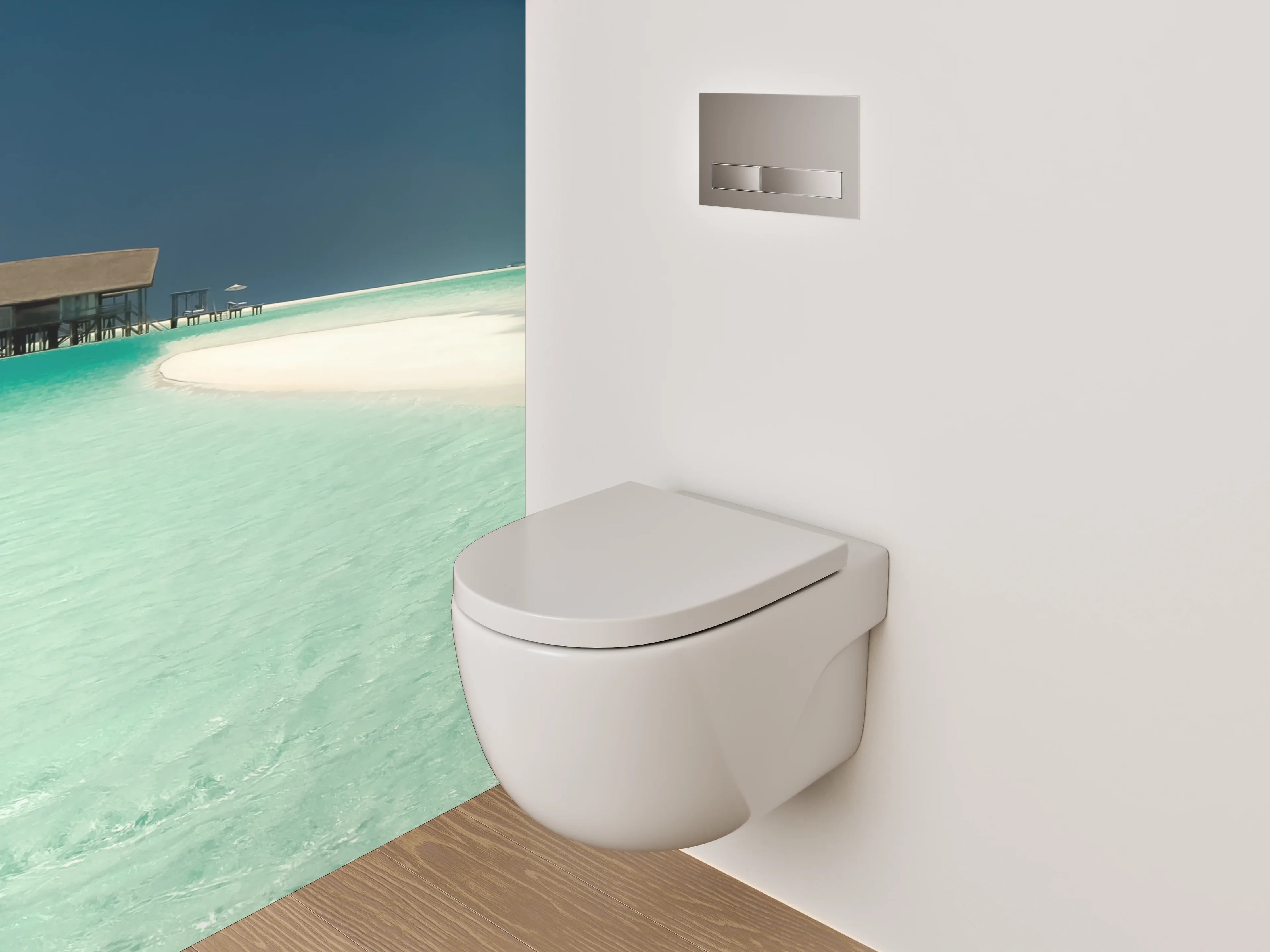 WC-Rückwand - Traumhafte Lagune am weißen Sandstrand