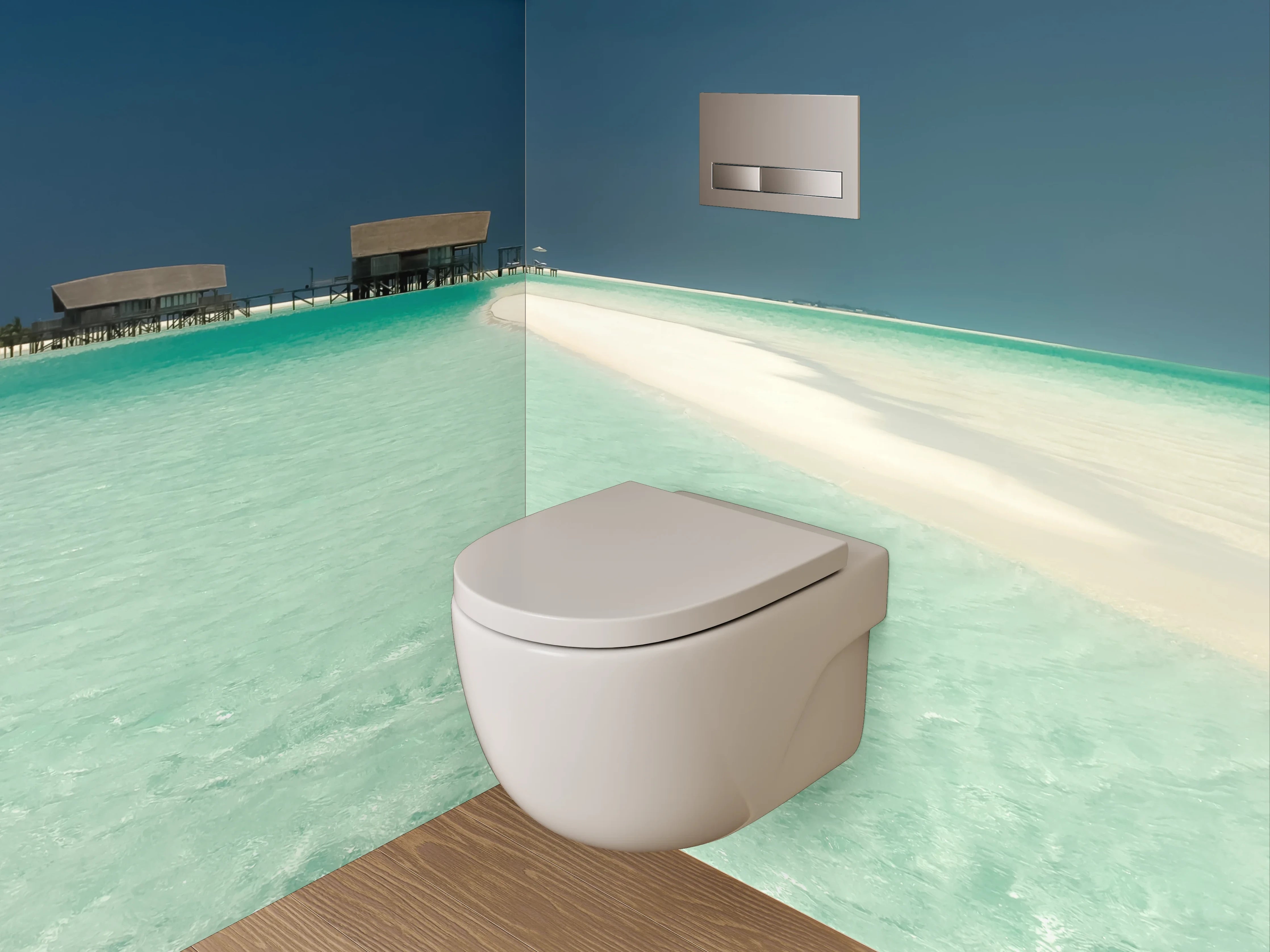 WC-Rückwand - Traumhafte Lagune am weißen Sandstrand
