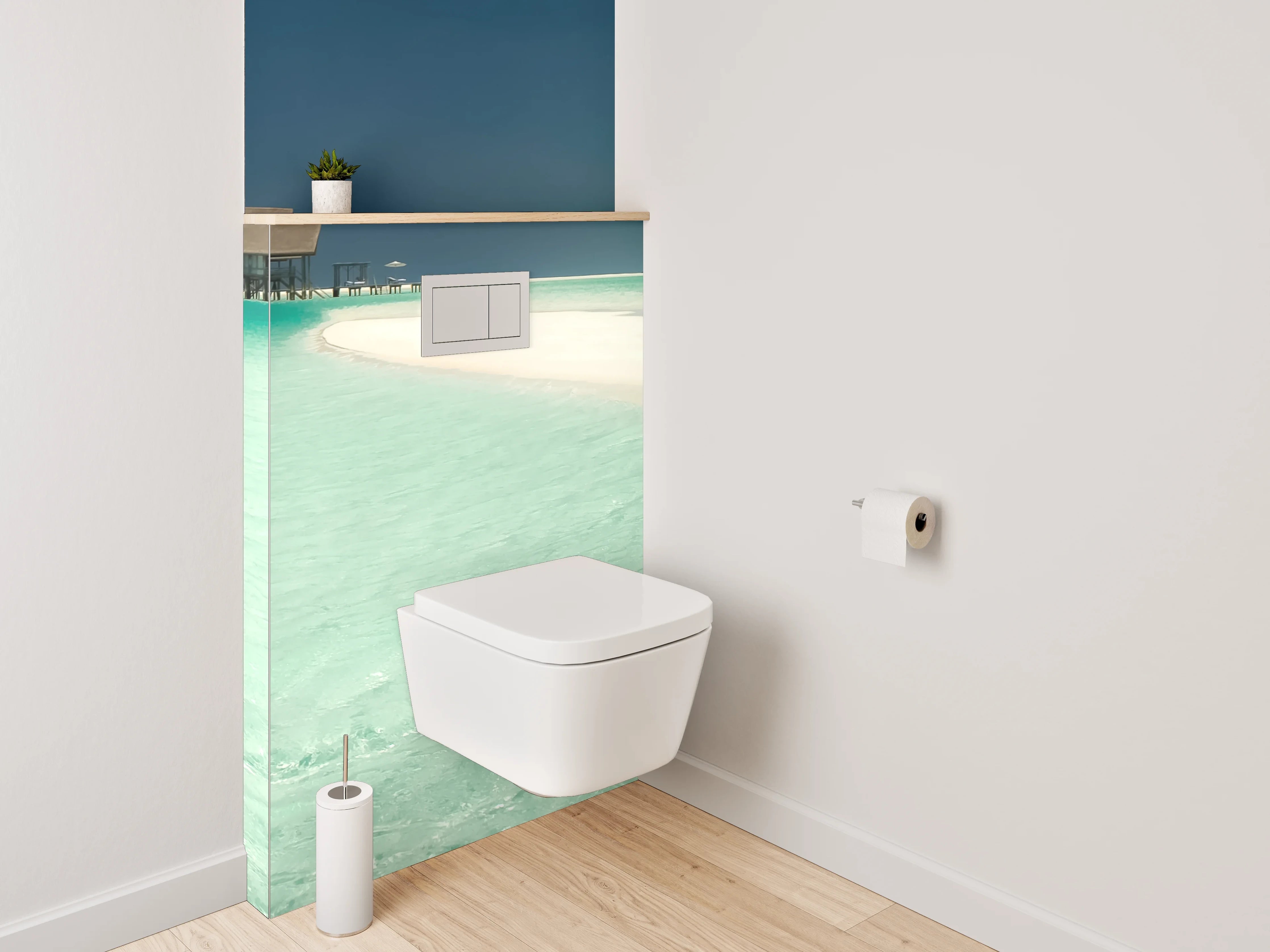 WC-Rückwand - Traumhafte Lagune am weißen Sandstrand