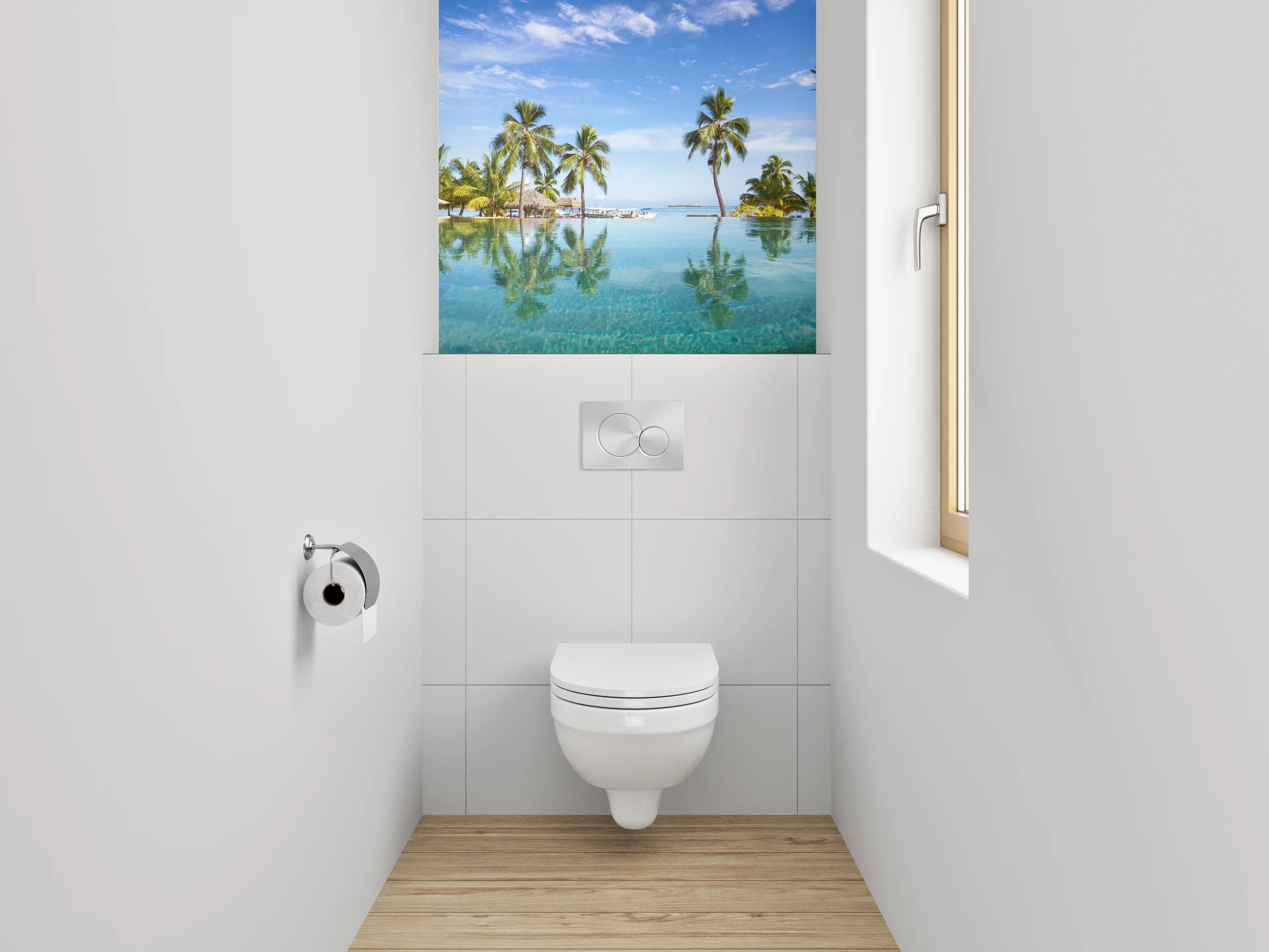 WC-Rückwand - Traumhafte Pool-Oase mit Palmen