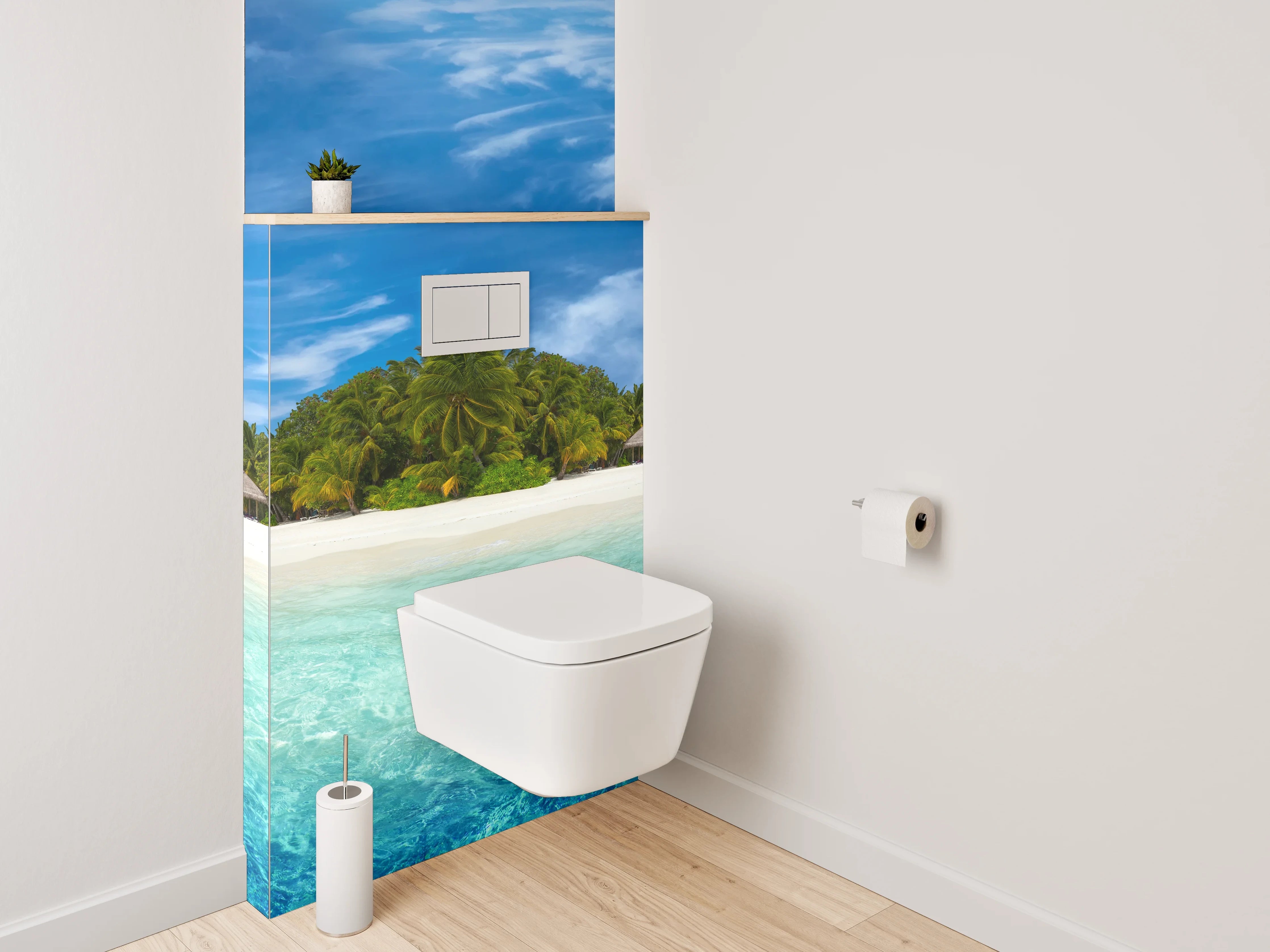 WC-Rückwand - Traumhafte Tropeninsel im Ozean