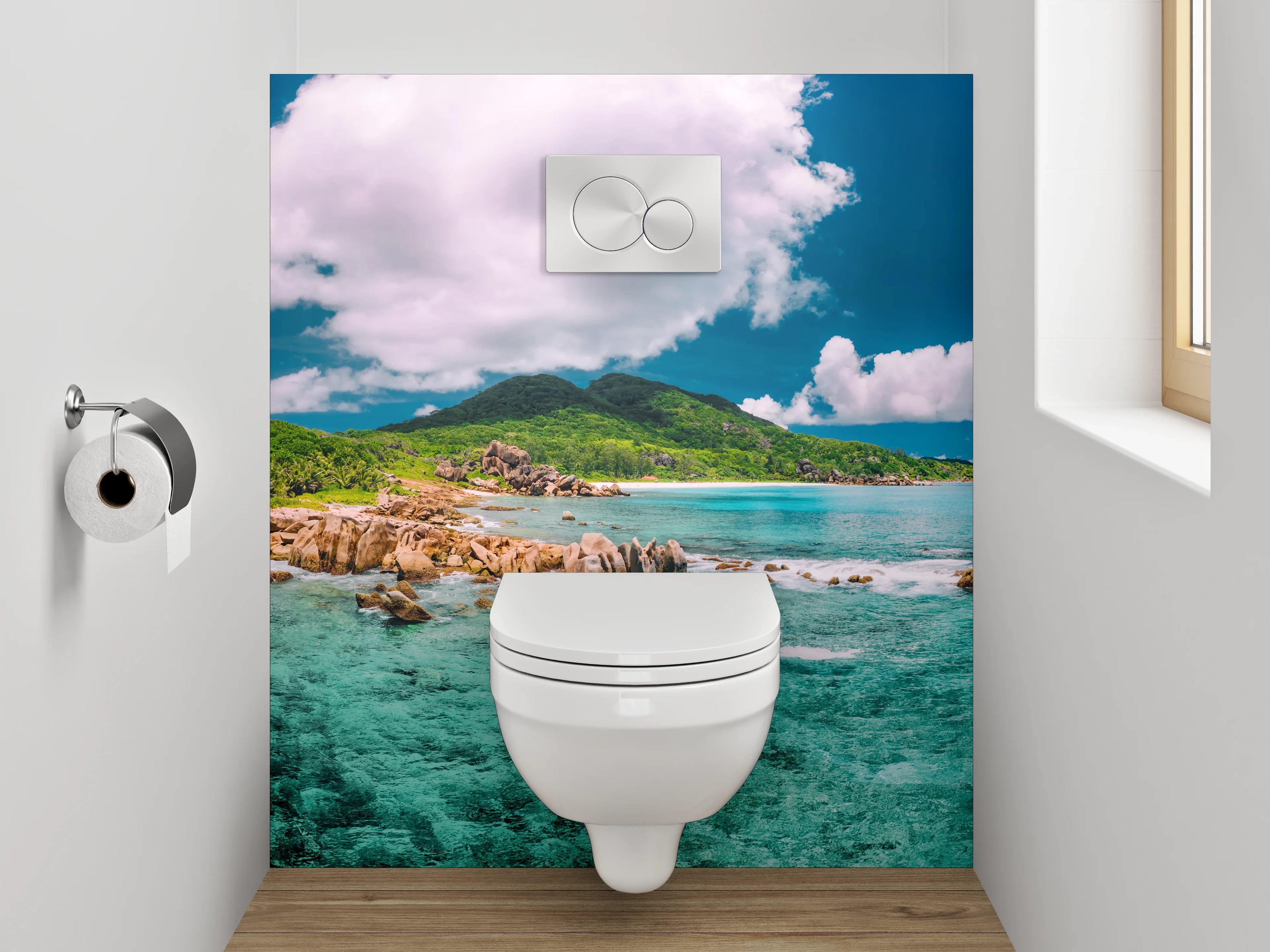 WC-Rückwand - Traumhafter Karibik-Strand mit Türkisblau
