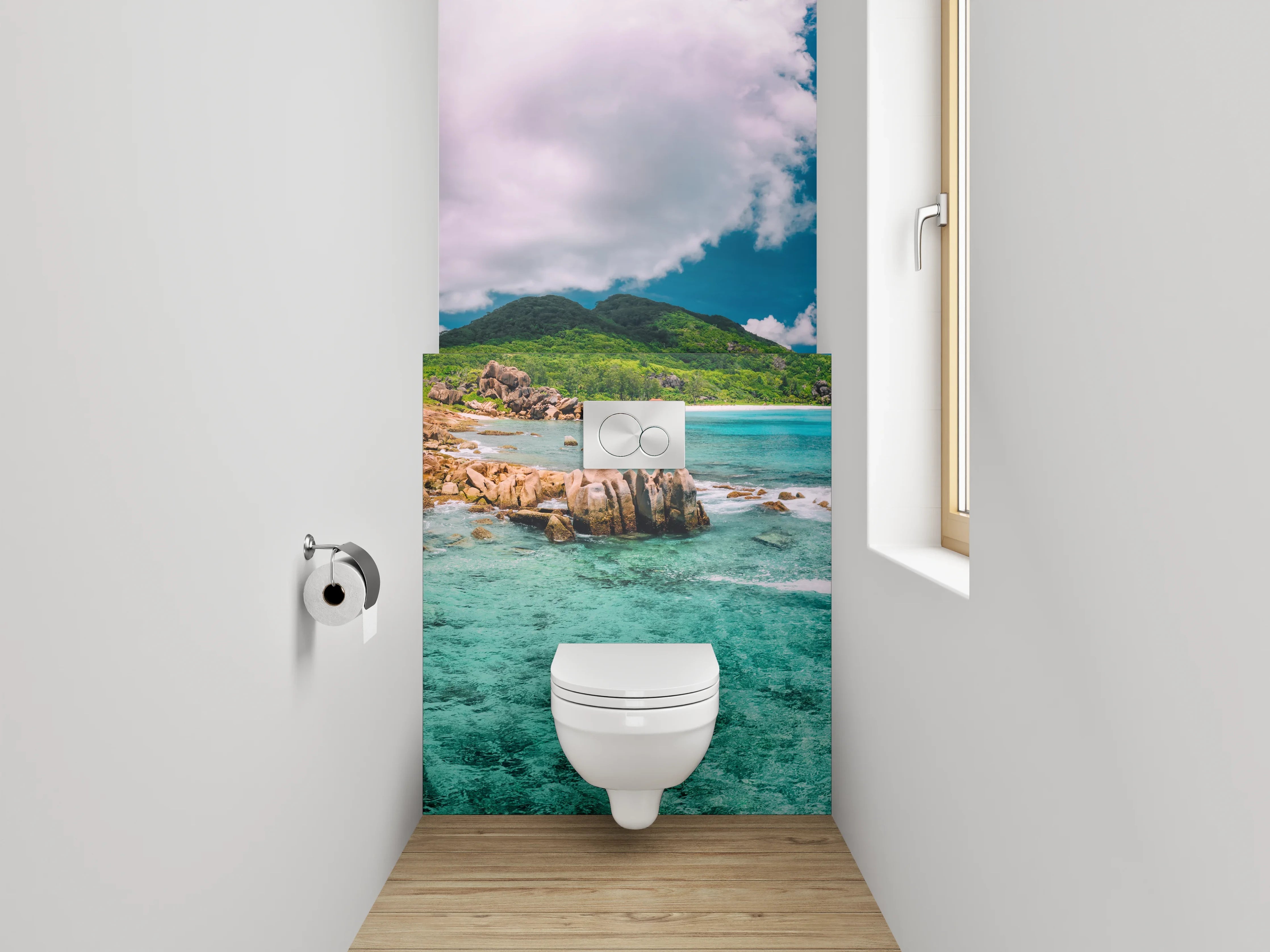 WC-Rückwand - Traumhafter Karibik-Strand mit Türkisblau