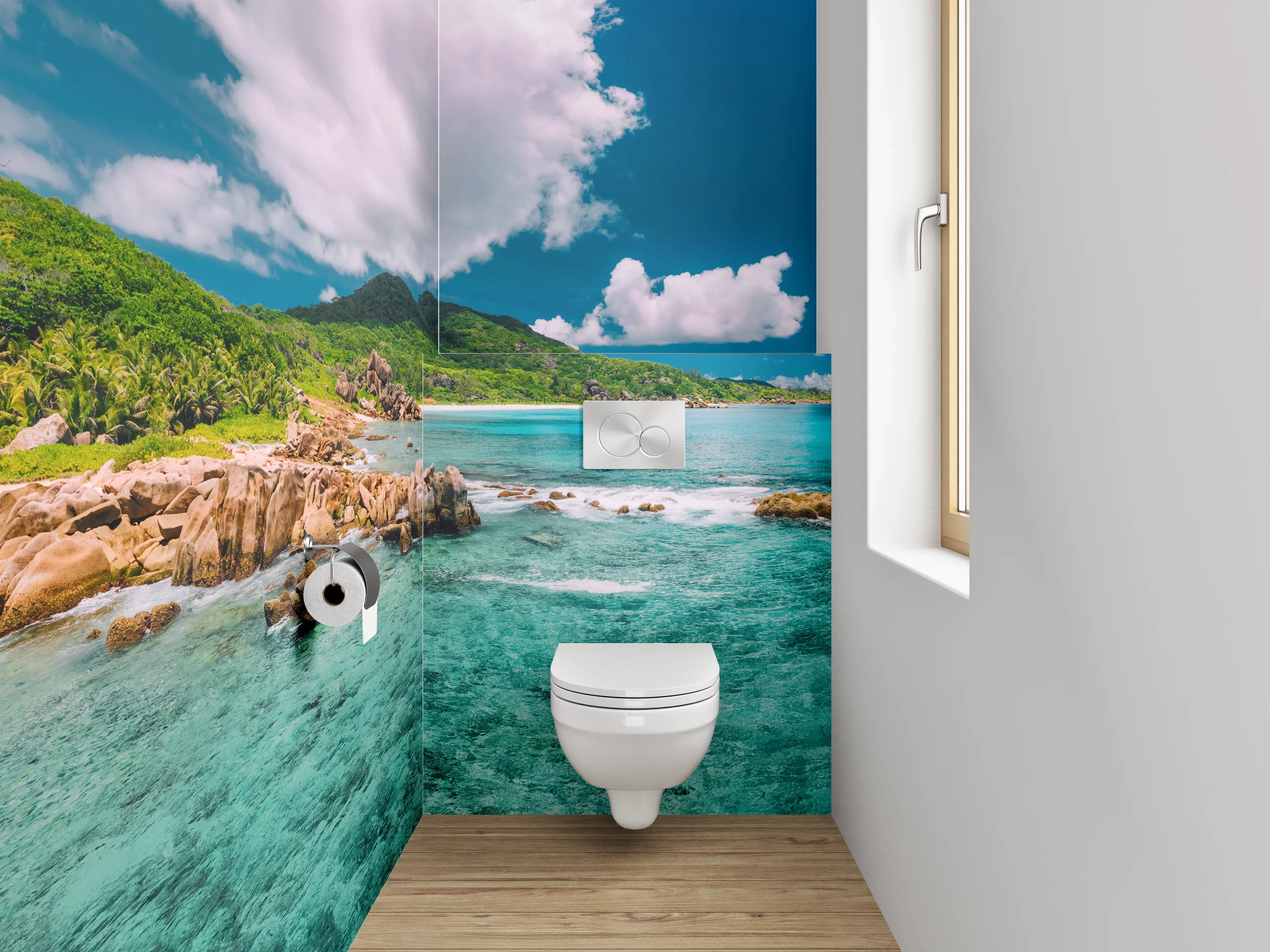 WC-Rückwand - Traumhafter Karibik-Strand mit Türkisblau