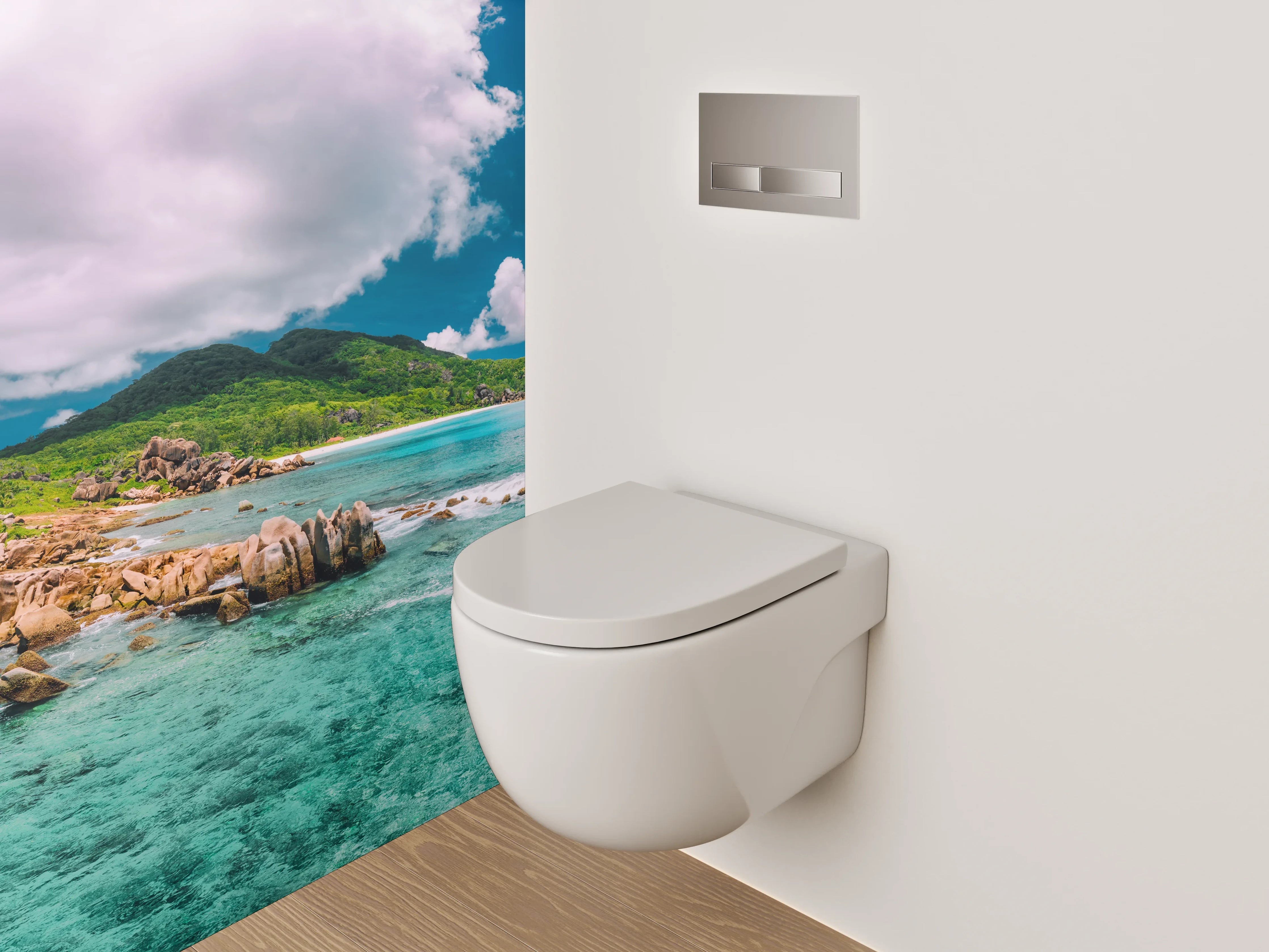 WC-Rückwand - Traumhafter Karibik-Strand mit Türkisblau