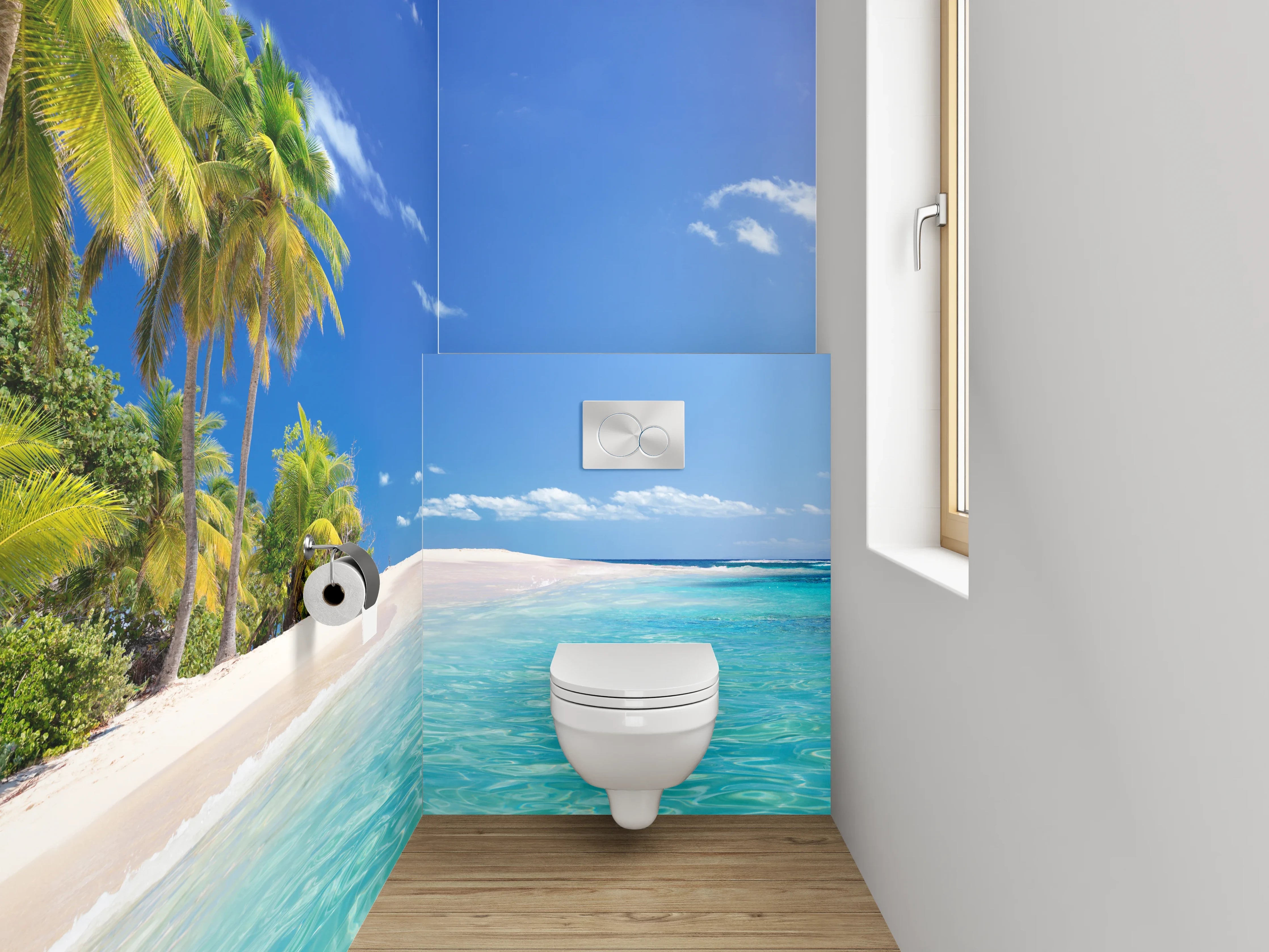 WC-Rückwand - Traumstrand im Paradies