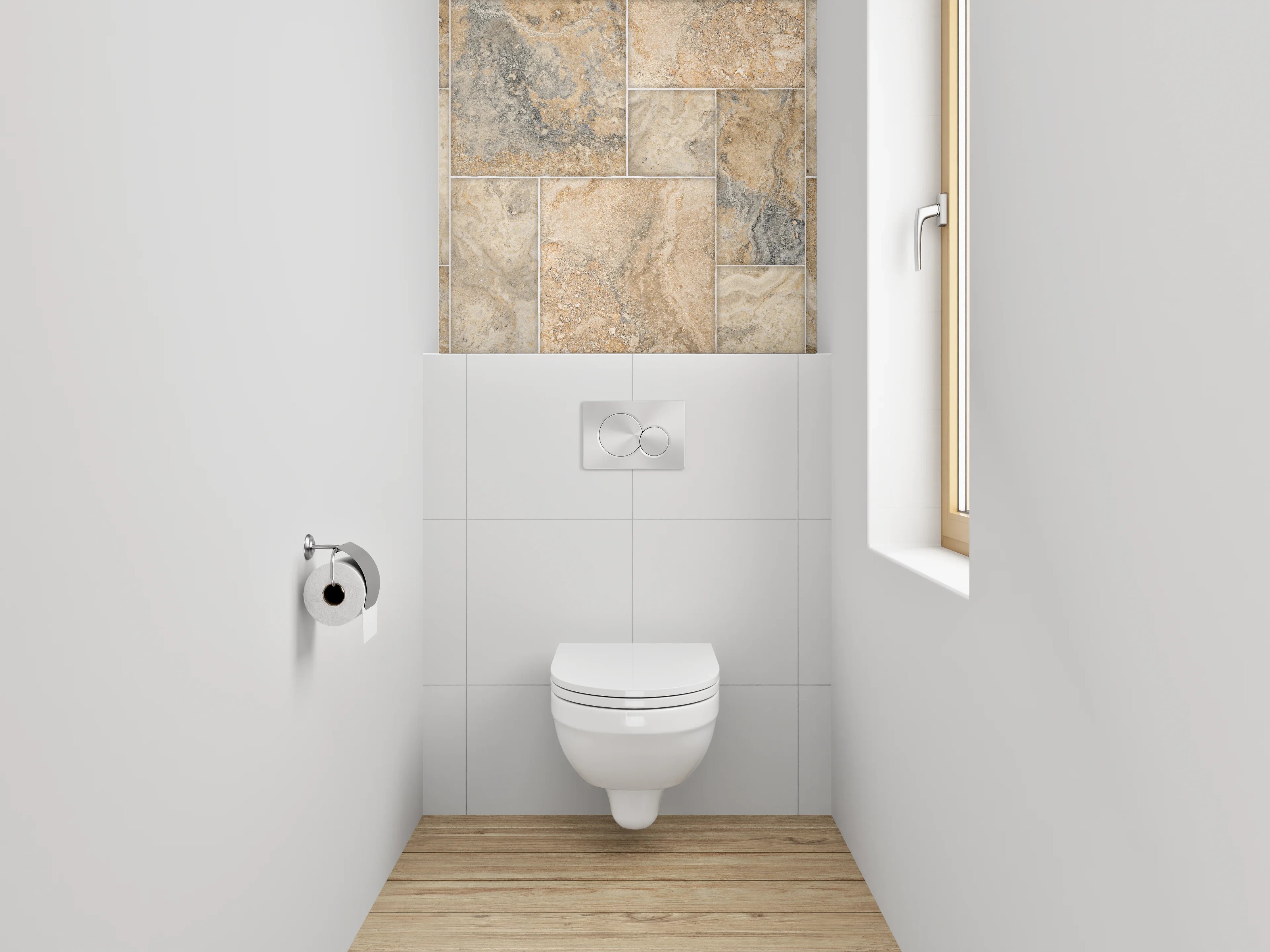 WC-Rückwand - Travertinfliesen Optik für Wandgestaltung
