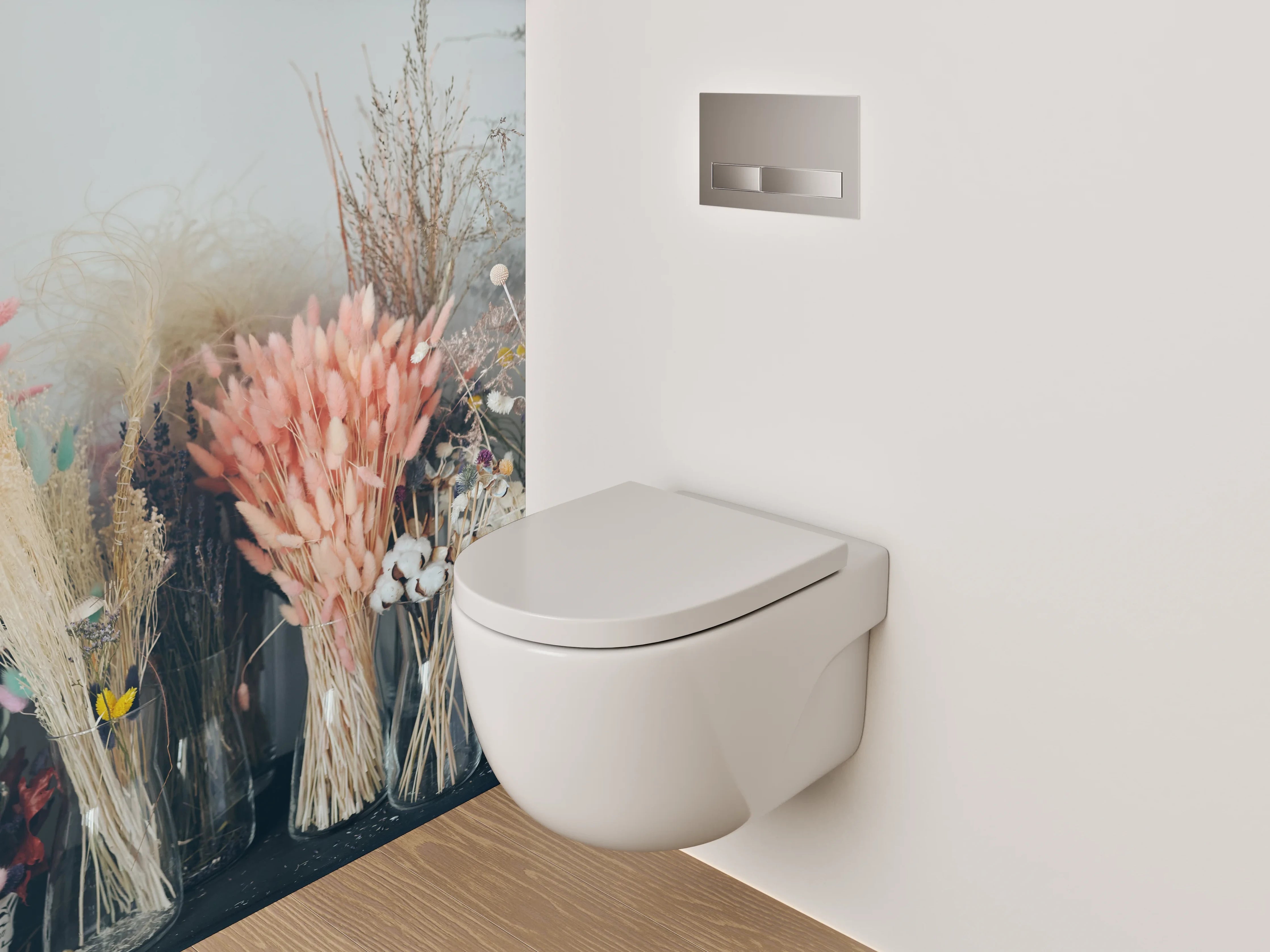 WC-Rückwand - Trockenblumenstrauß Pastell Deko