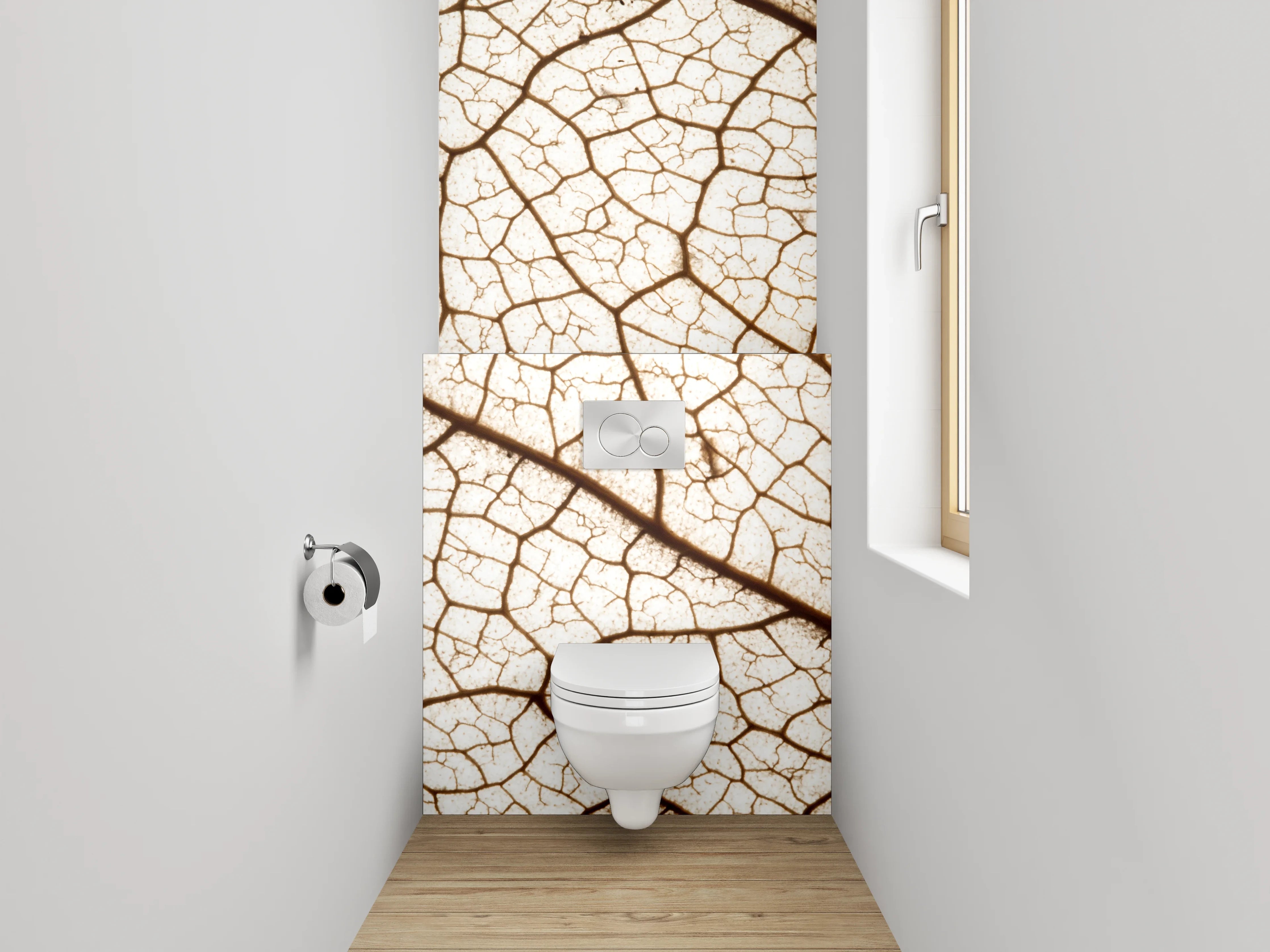 WC-Rückwand - Trockenes Blatt – feine Linienstruktur