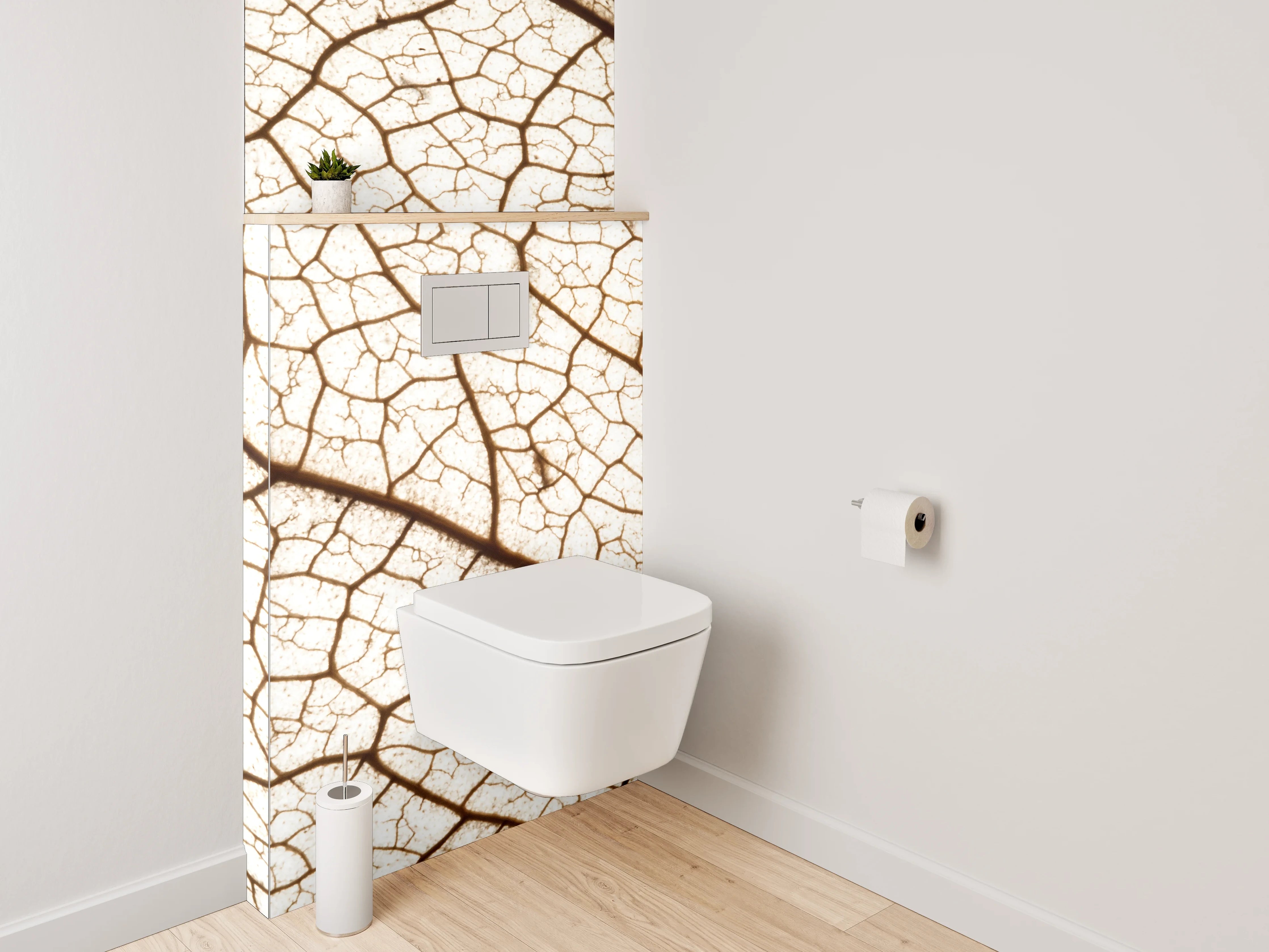 WC-Rückwand - Trockenes Blatt – feine Linienstruktur