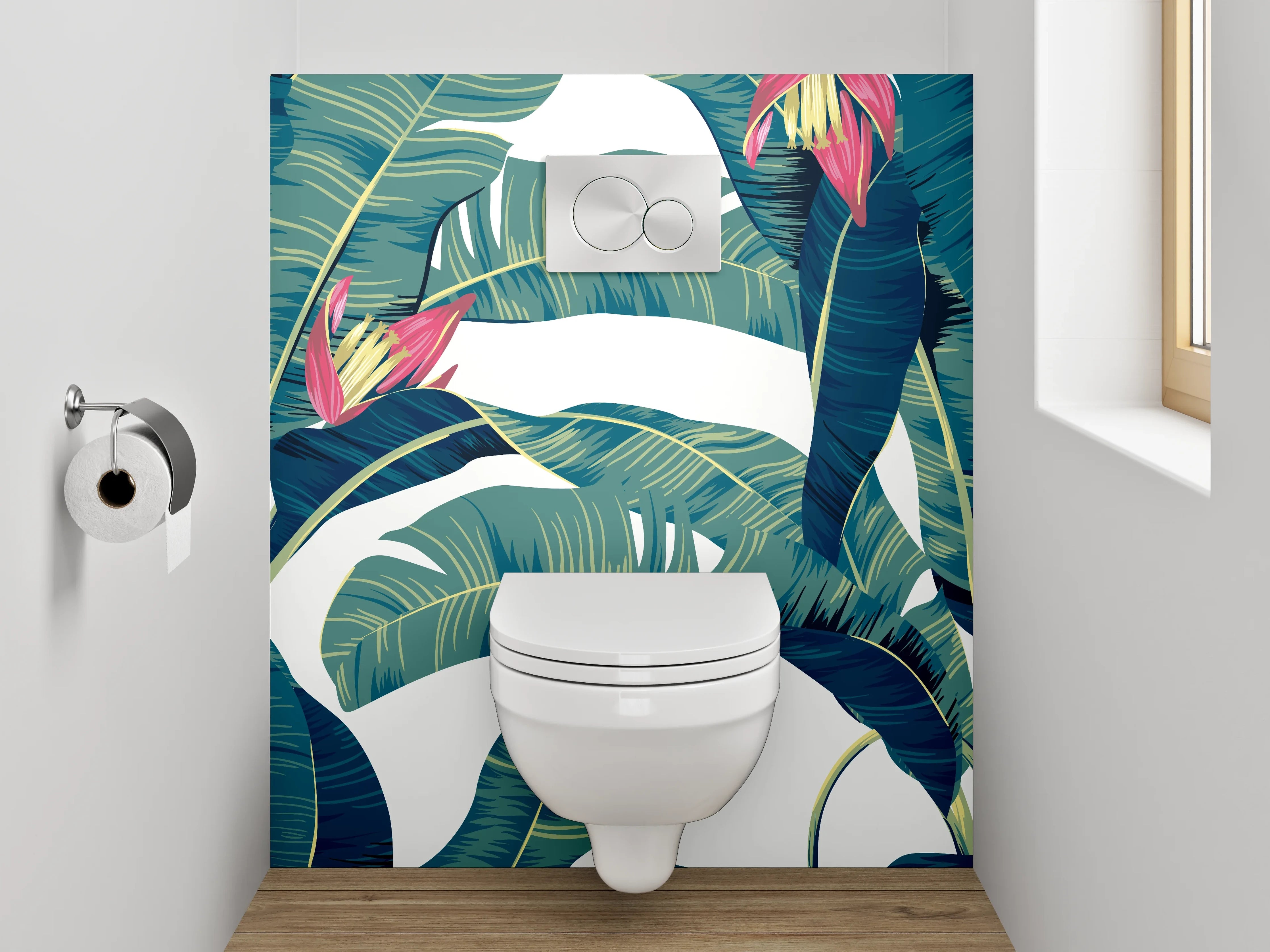WC-Rückwand - Tropische Bananenblätter Illustration