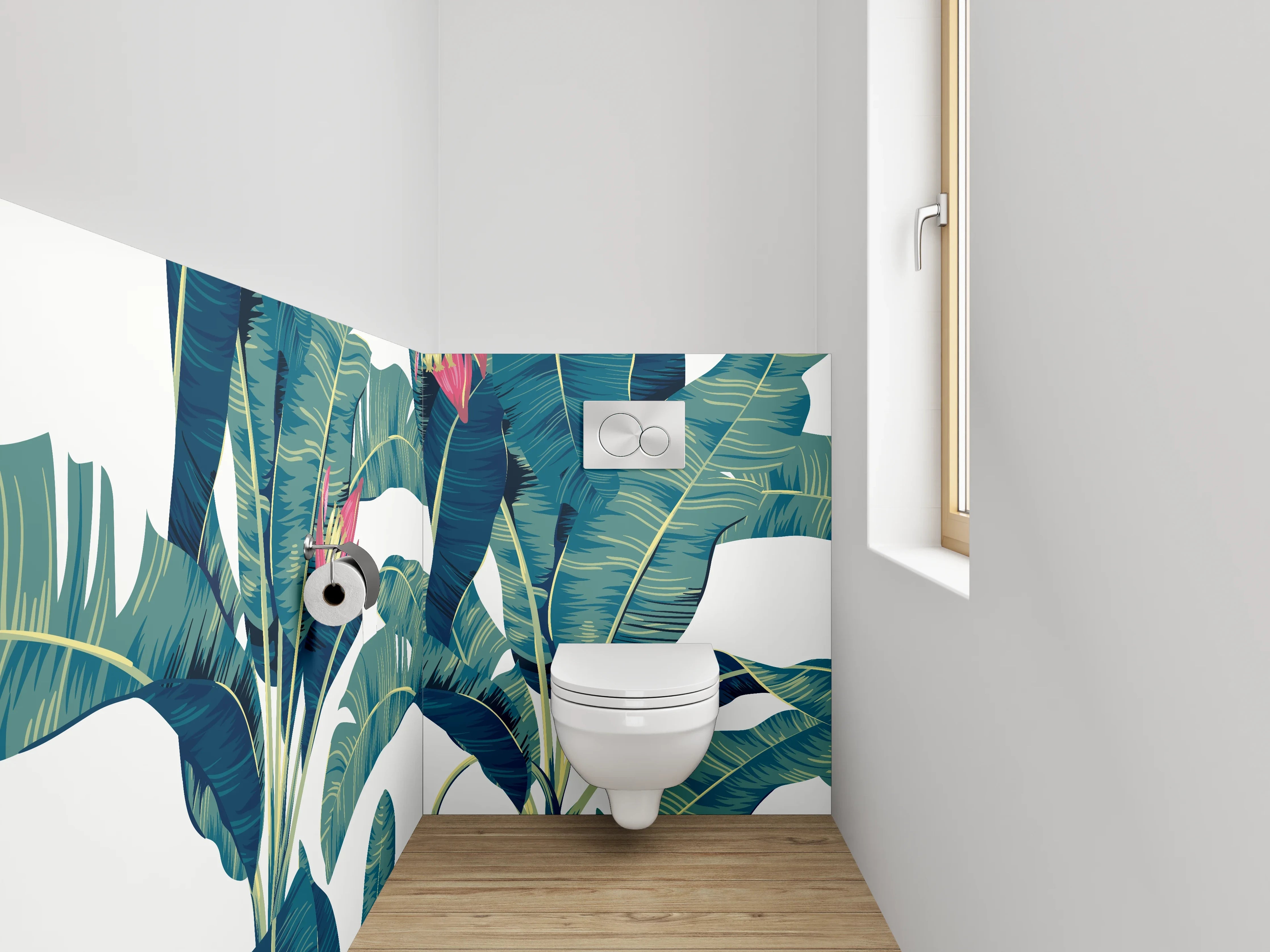WC-Rückwand - Tropische Bananenblätter Illustration