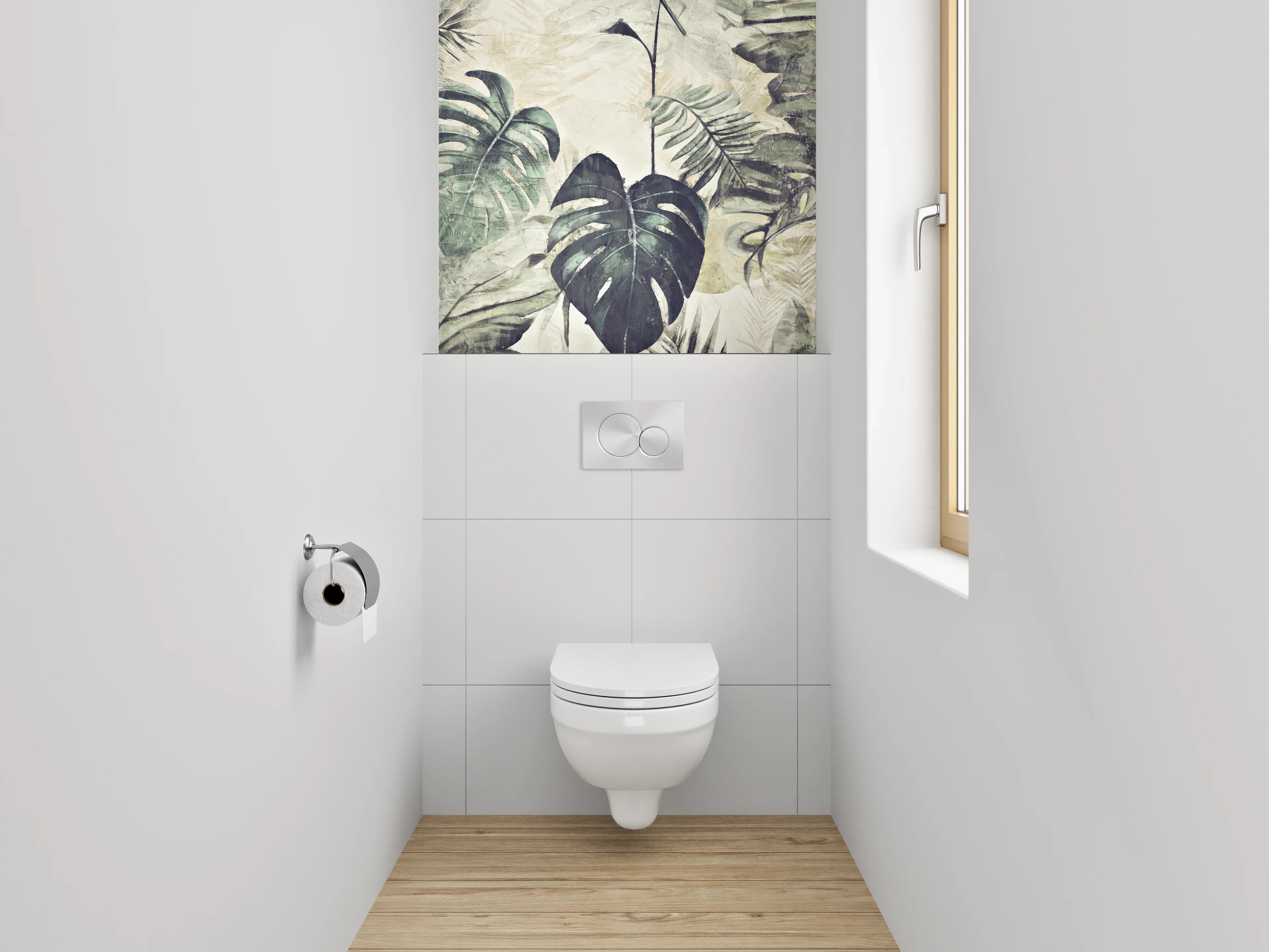 WC-Rückwand - Tropische Blätter Aquarell Kunst