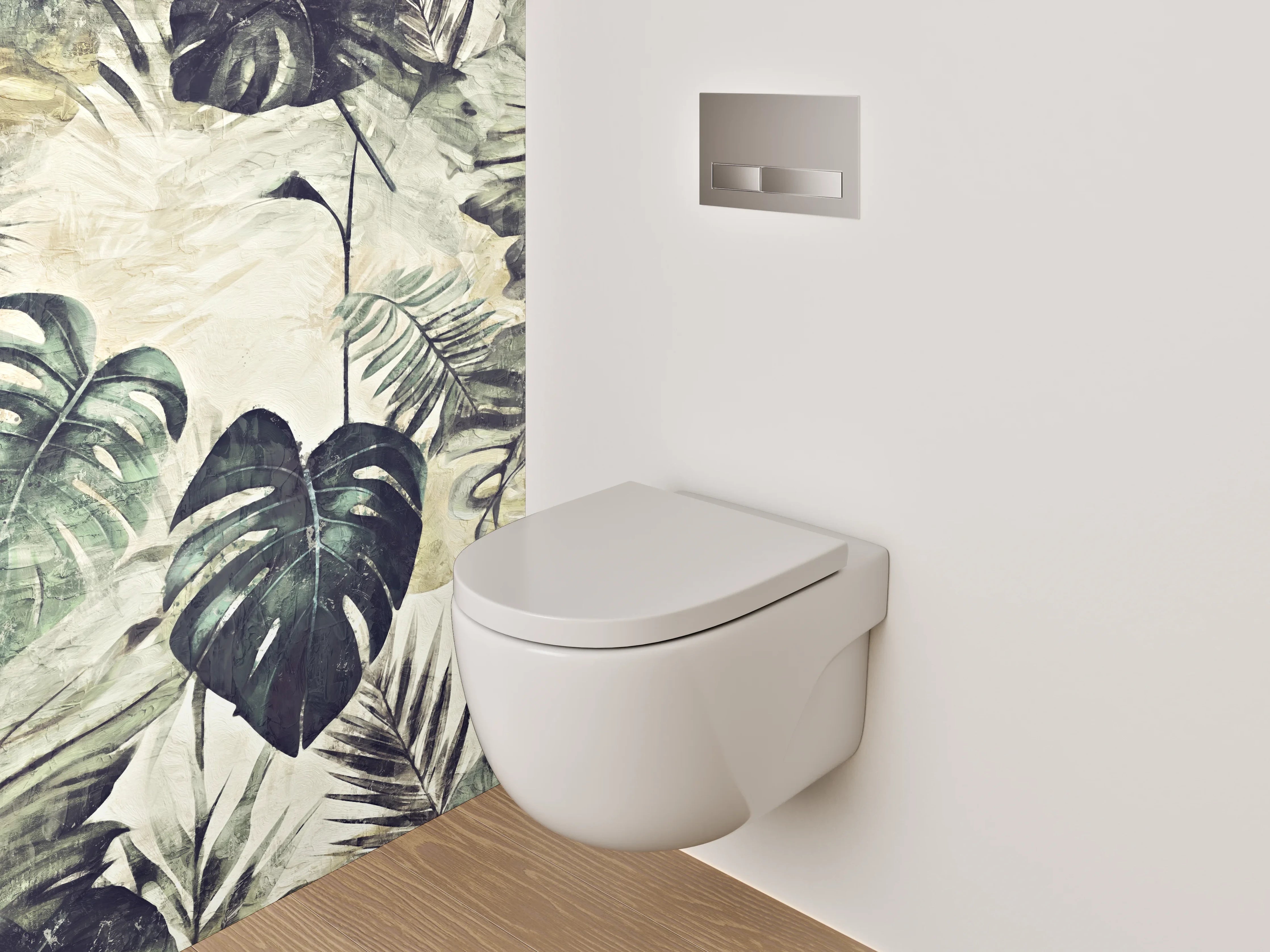 WC-Rückwand - Tropische Blätter Aquarell Kunst