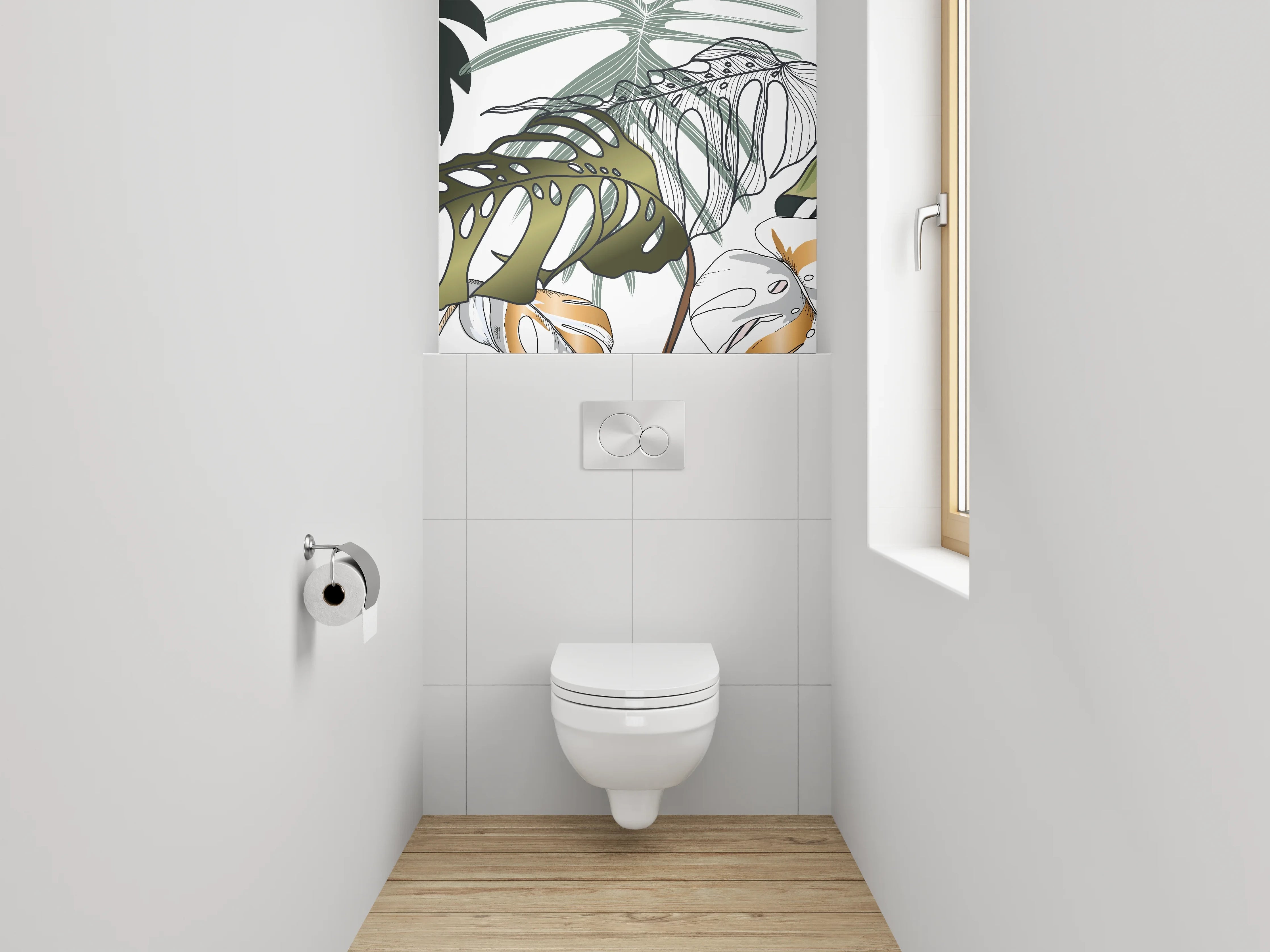 WC-Rückwand - Tropische Blätter Illustration modern