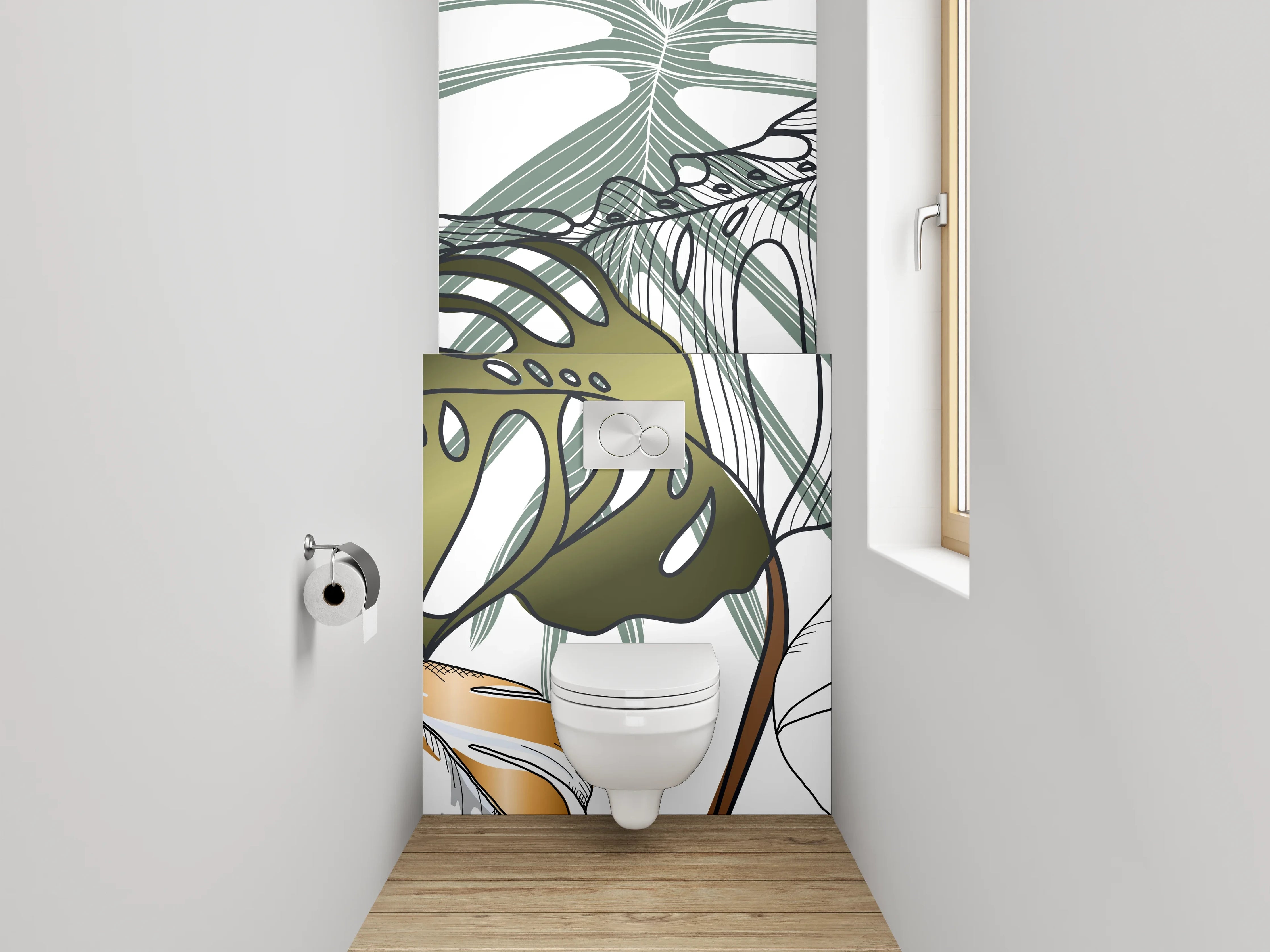 WC-Rückwand - Tropische Blätter Illustration modern