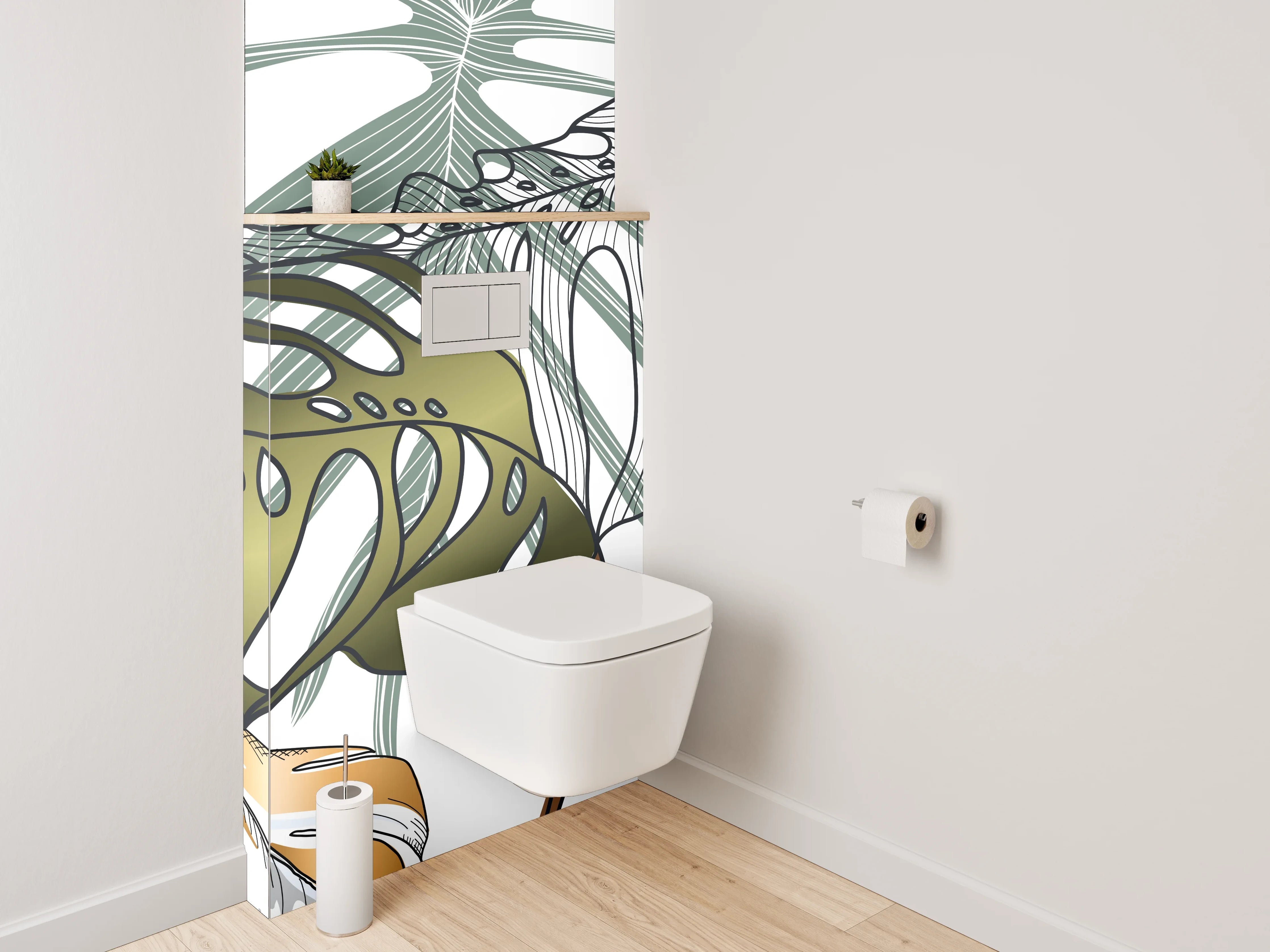 WC-Rückwand - Tropische Blätter Illustration modern