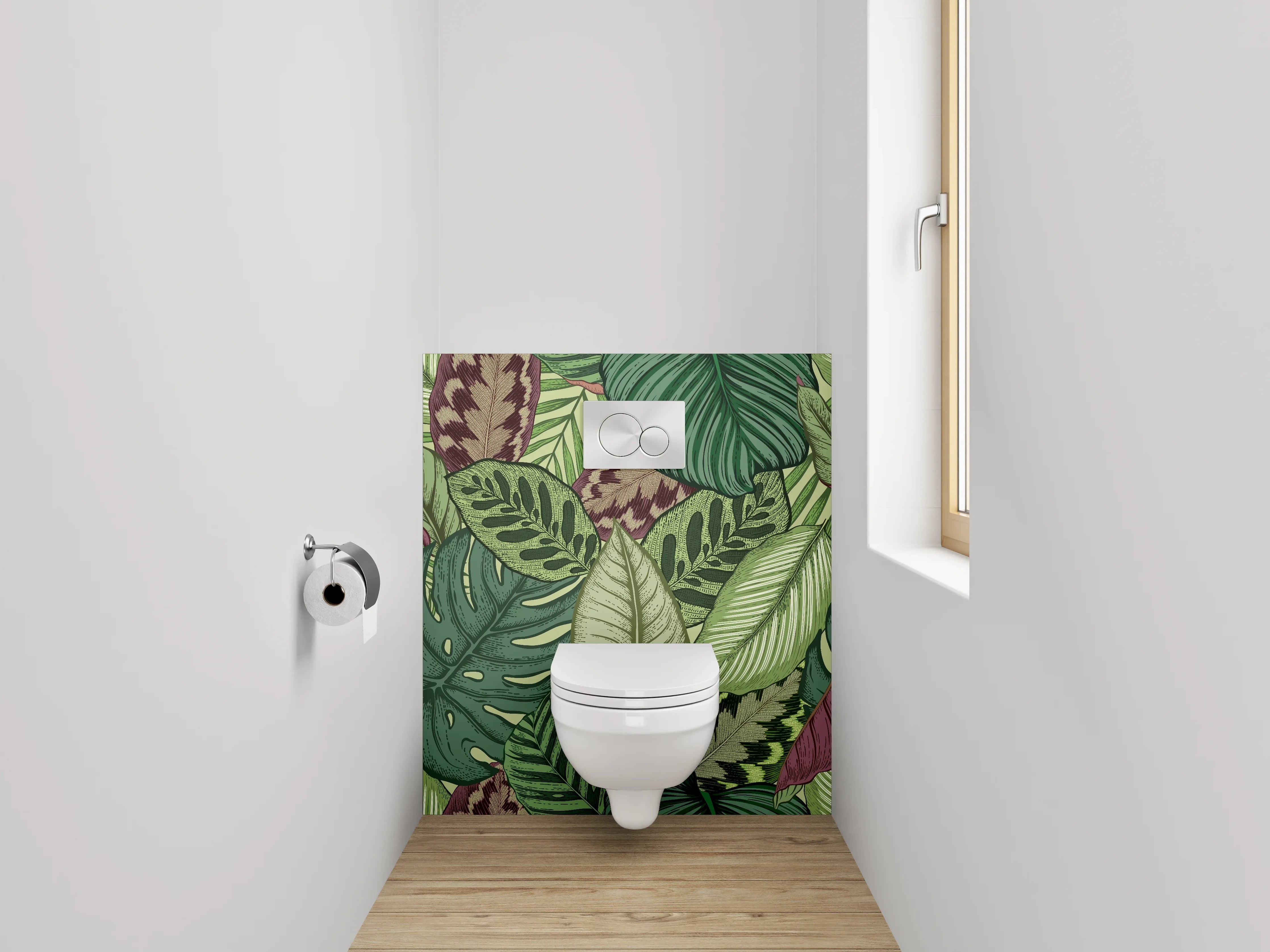 WC-Rückwand - Tropische Blätter Muster Grün