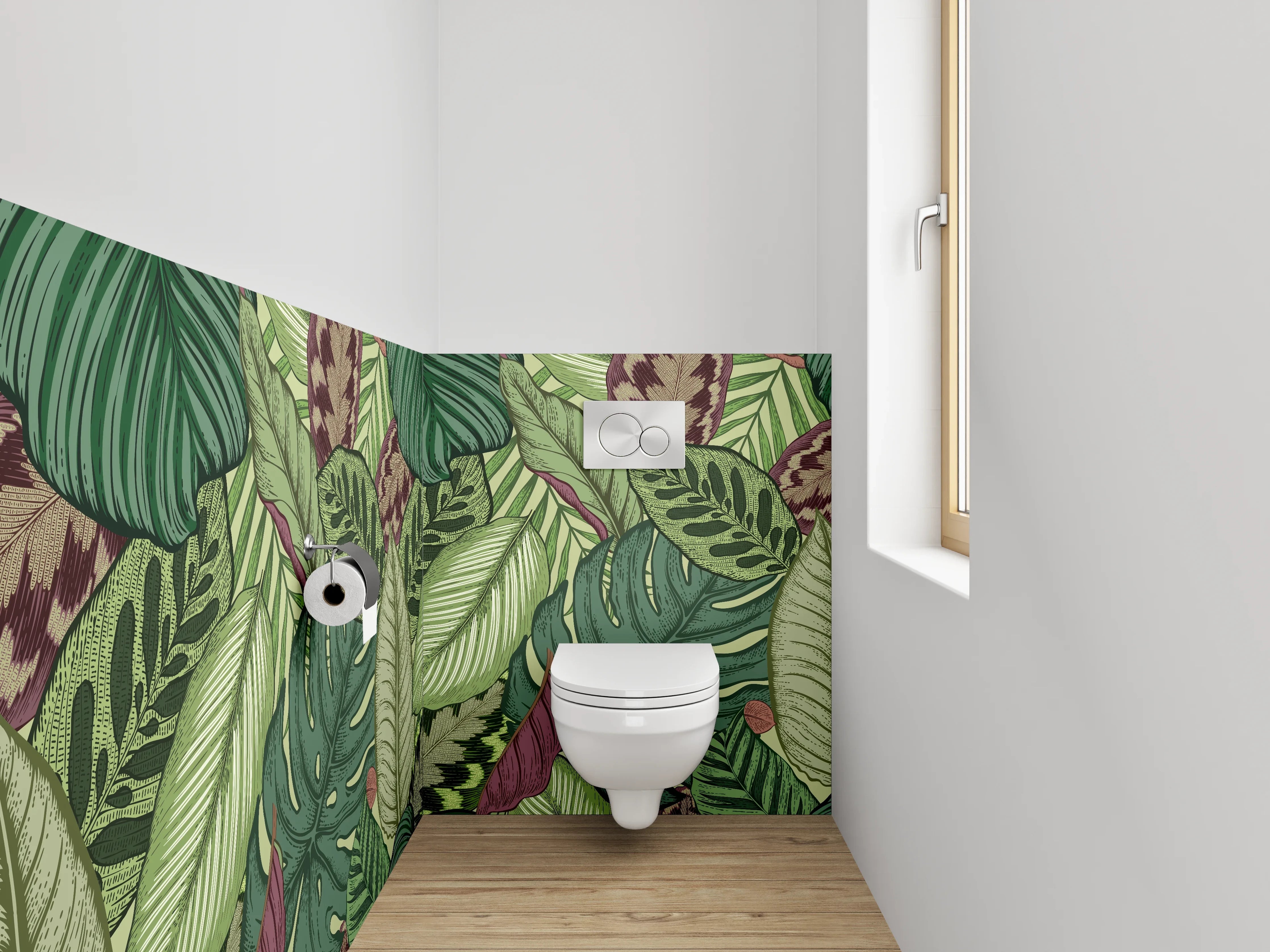 WC-Rückwand - Tropische Blätter Muster Grün