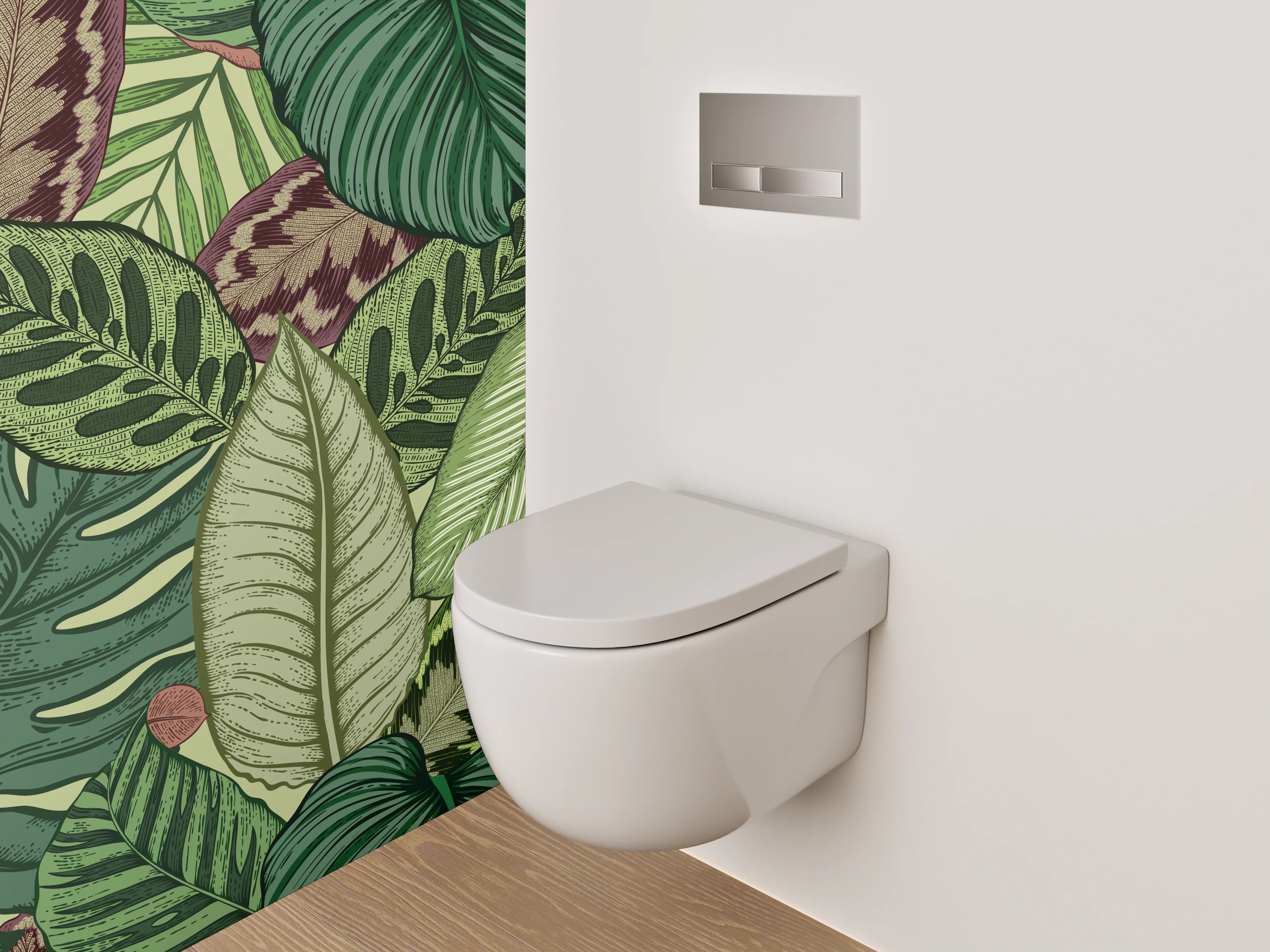 WC-Rückwand - Tropische Blätter Muster Grün