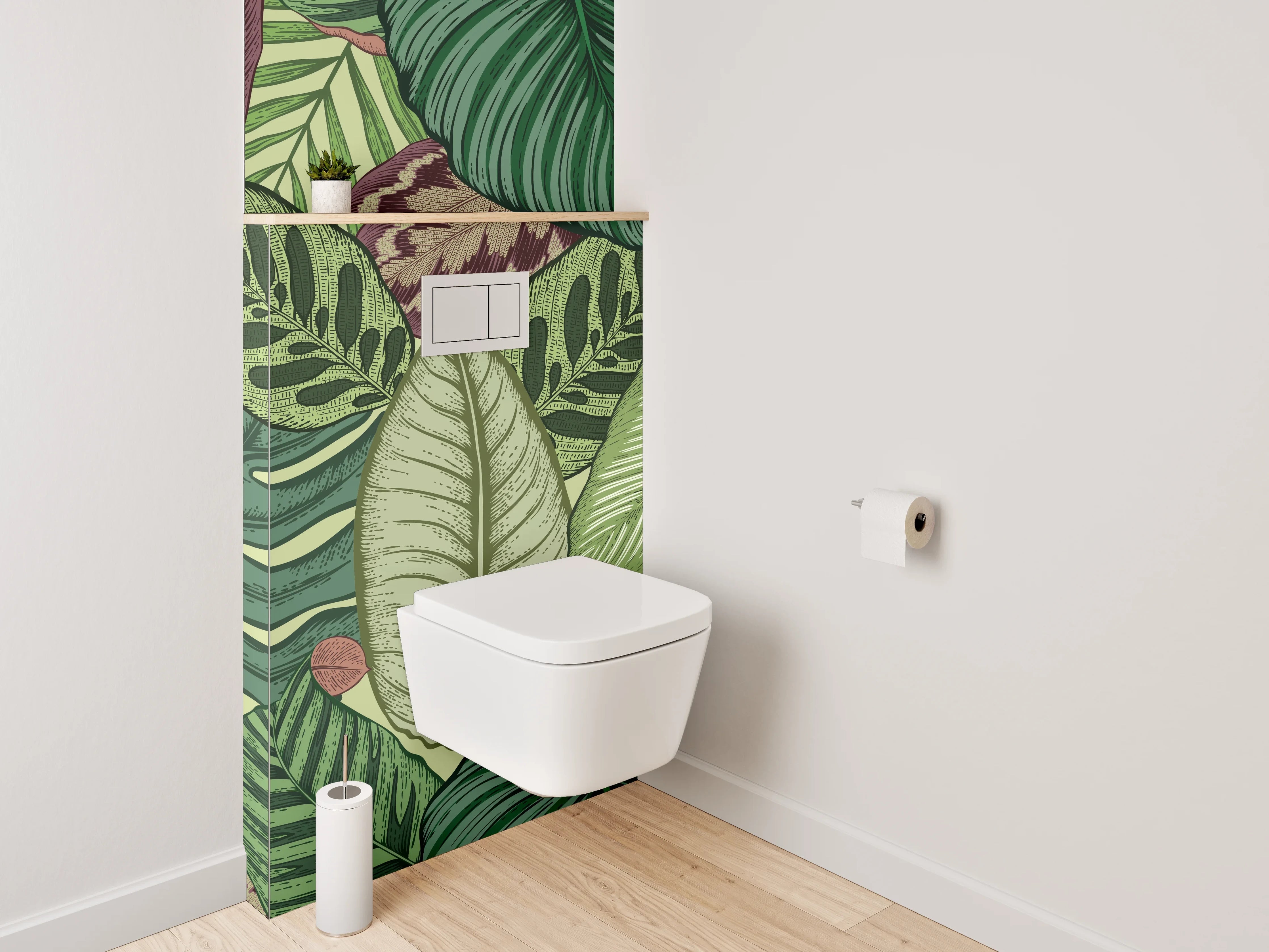 WC-Rückwand - Tropische Blätter Muster Grün
