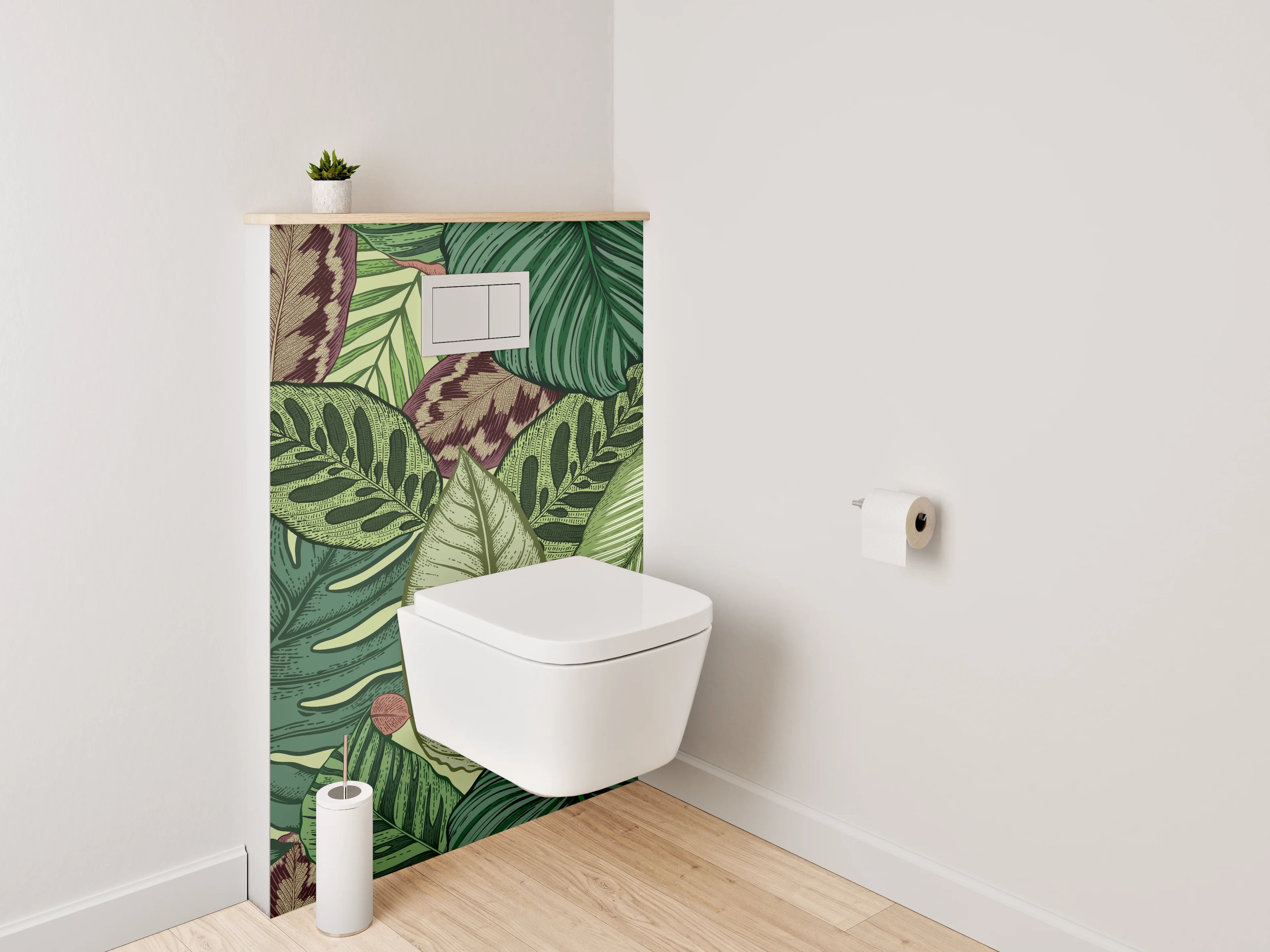 WC-Rückwand - Tropische Blätter Muster Grün
