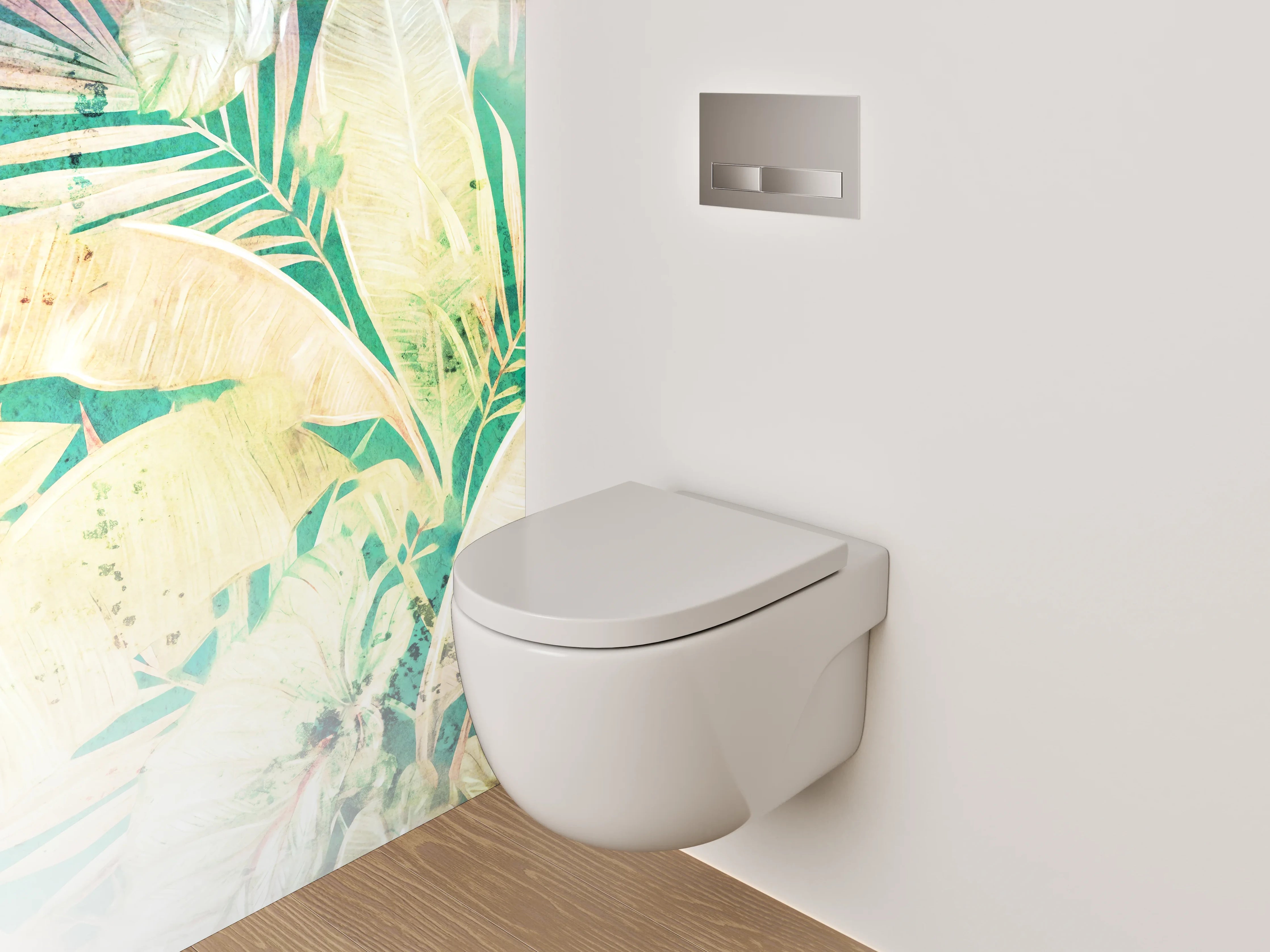 WC-Rückwand - Tropische Blätter Pastell Aquarell
