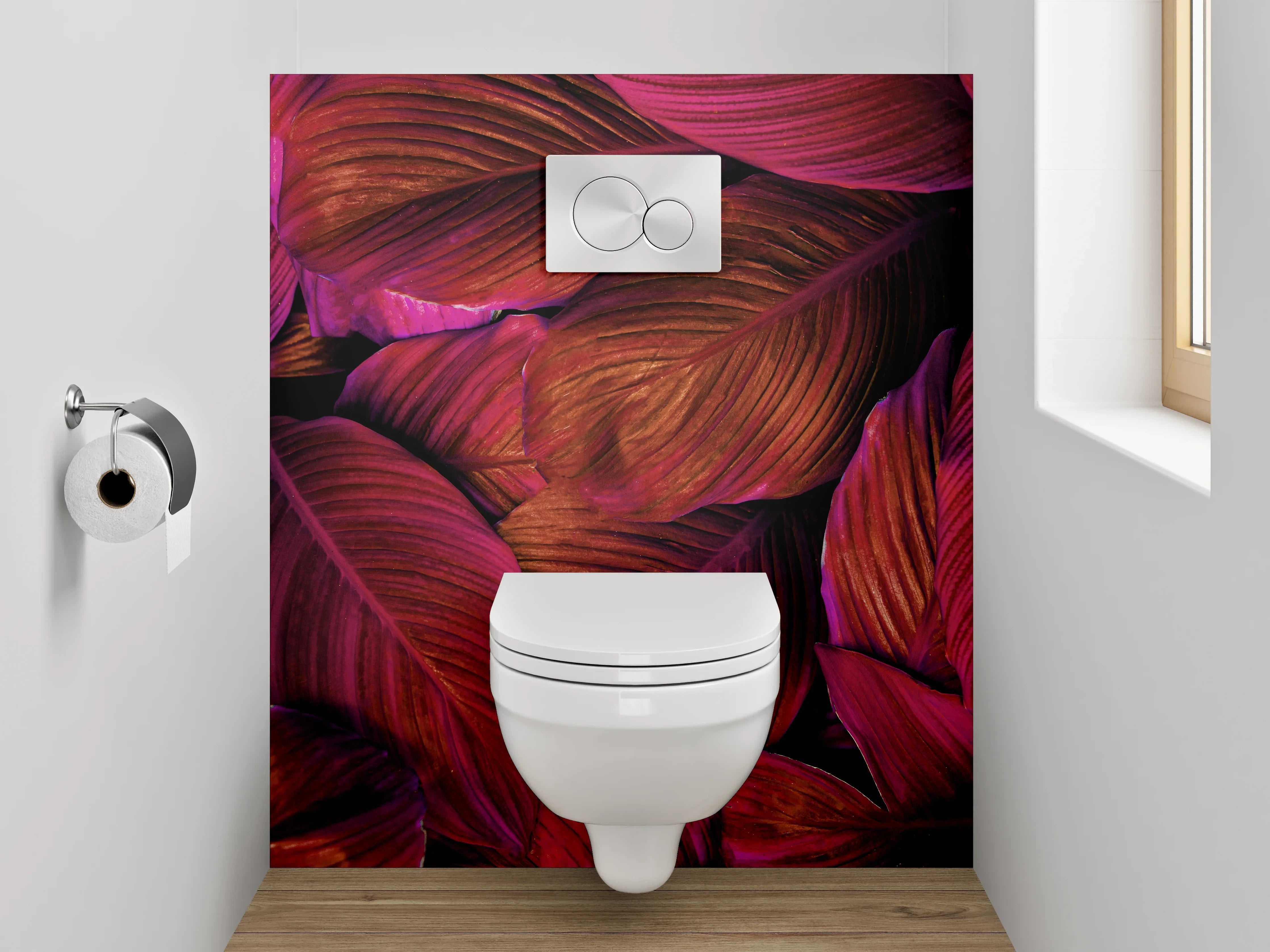 WC-Rückwand - Tropische Blätter Struktur Lila