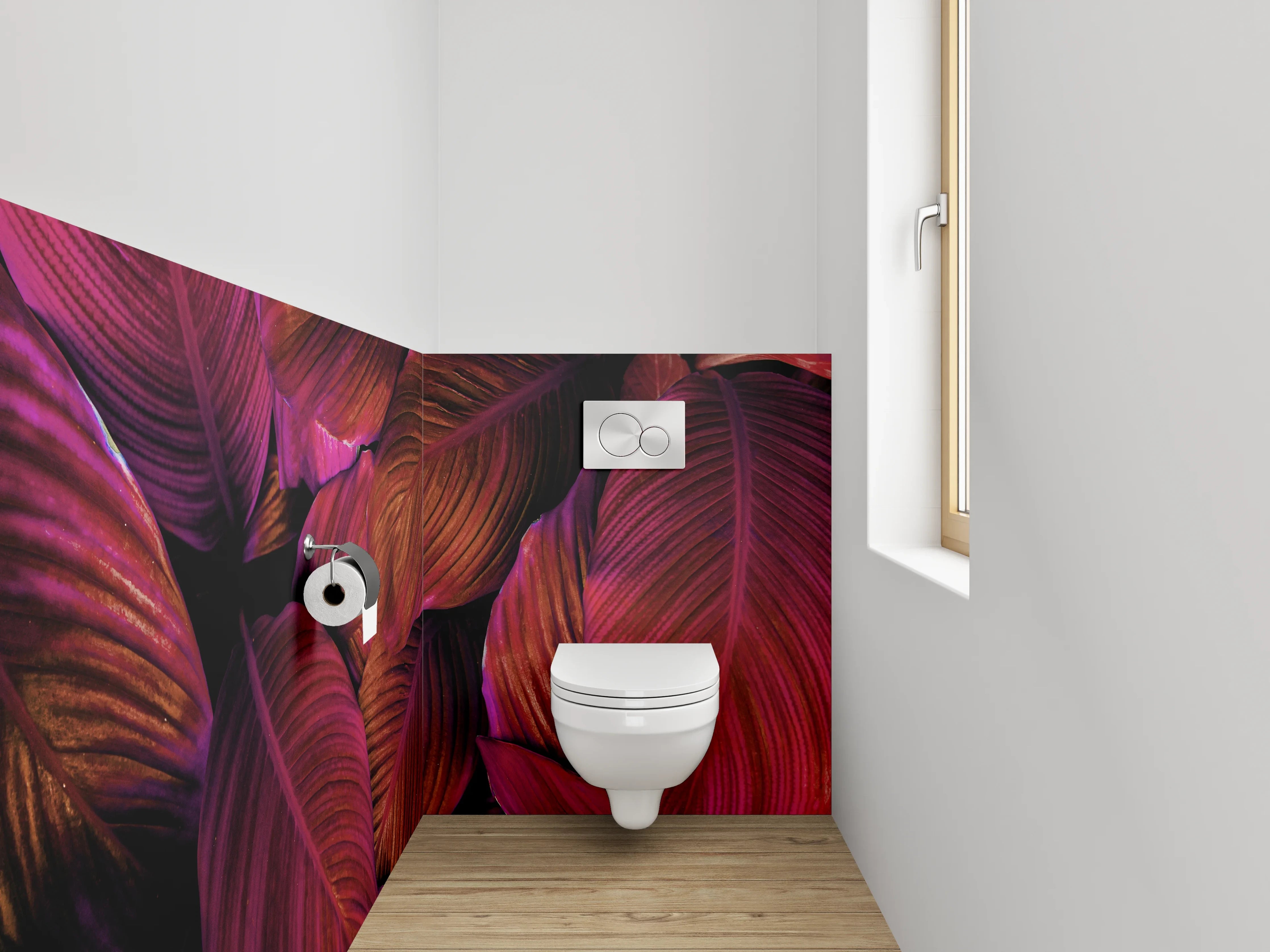 WC-Rückwand - Tropische Blätter Struktur Lila