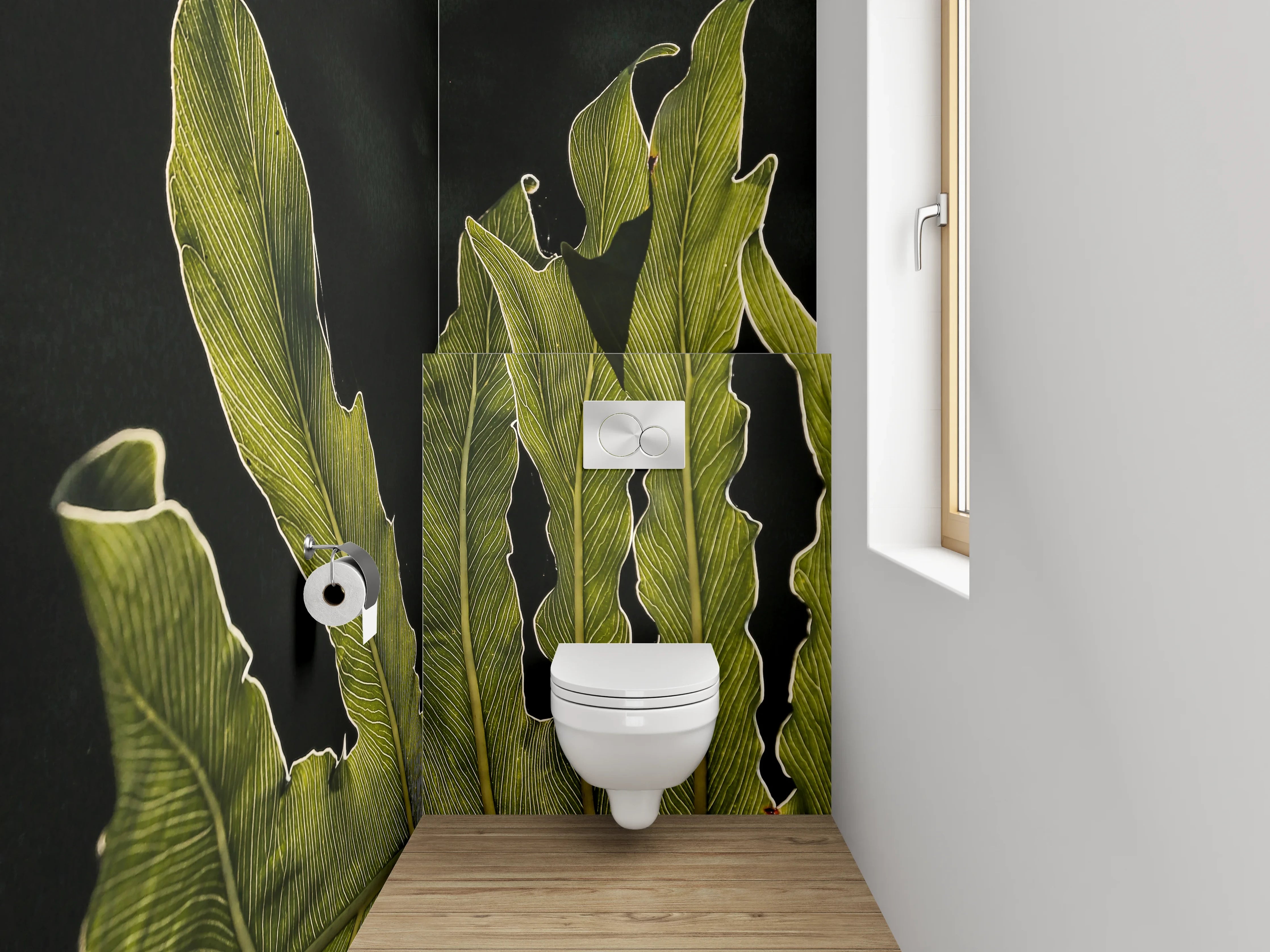 WC-Rückwand - Tropische Blattstruktur Naturmotiv