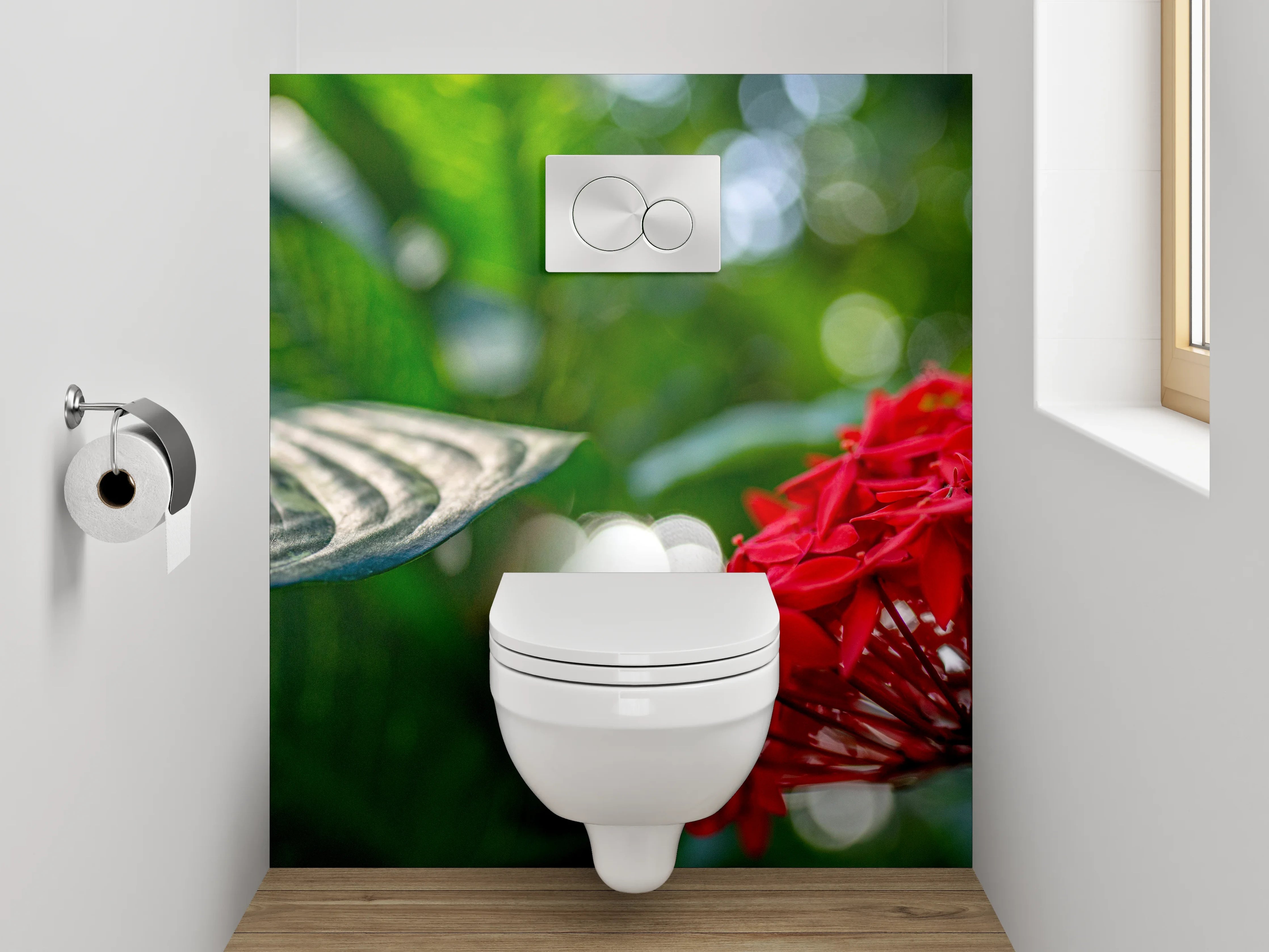 WC-Rückwand - Tropische Blütenpracht im Dschungel-Look