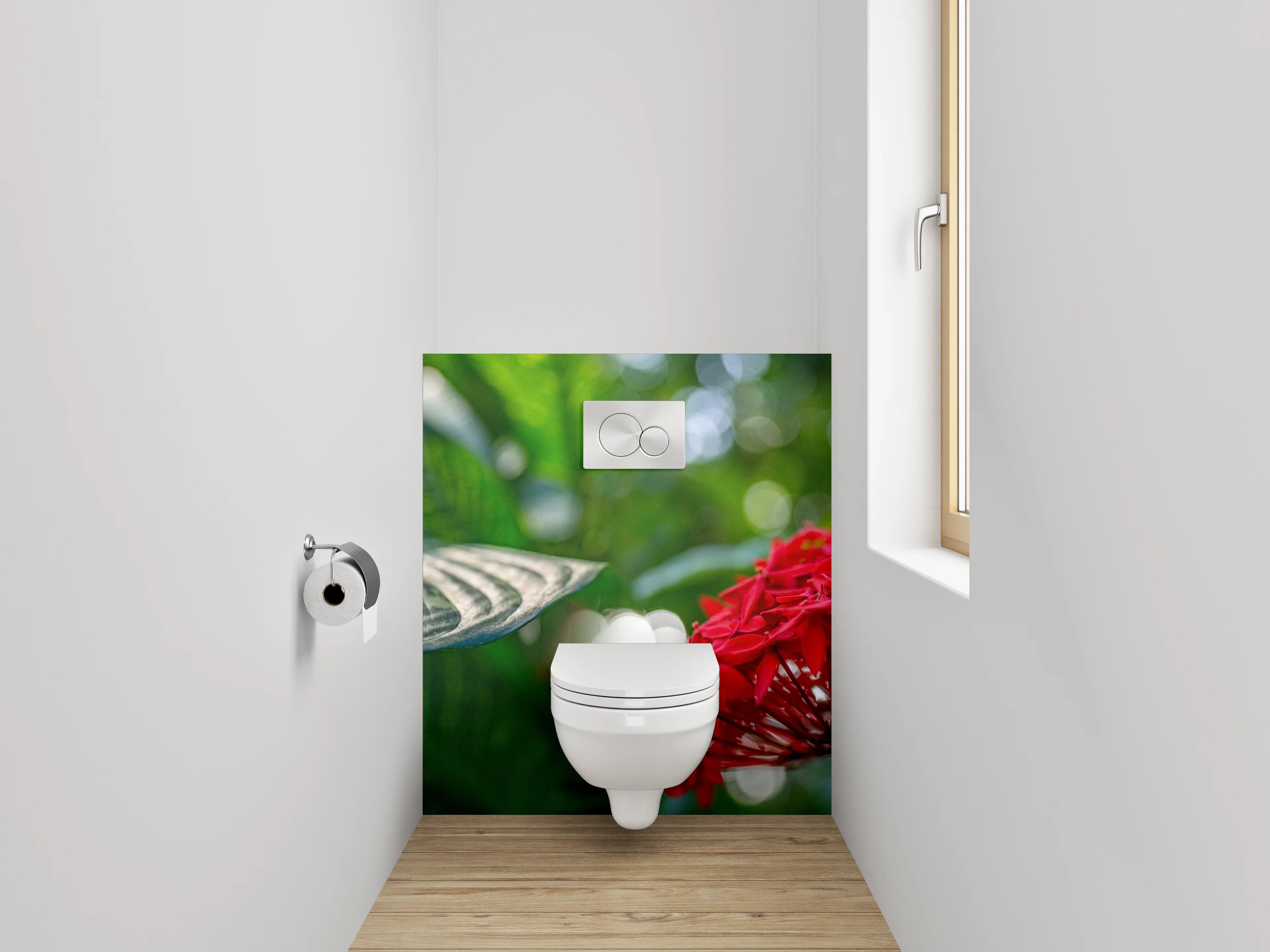 WC-Rückwand - Tropische Blütenpracht im Dschungel-Look