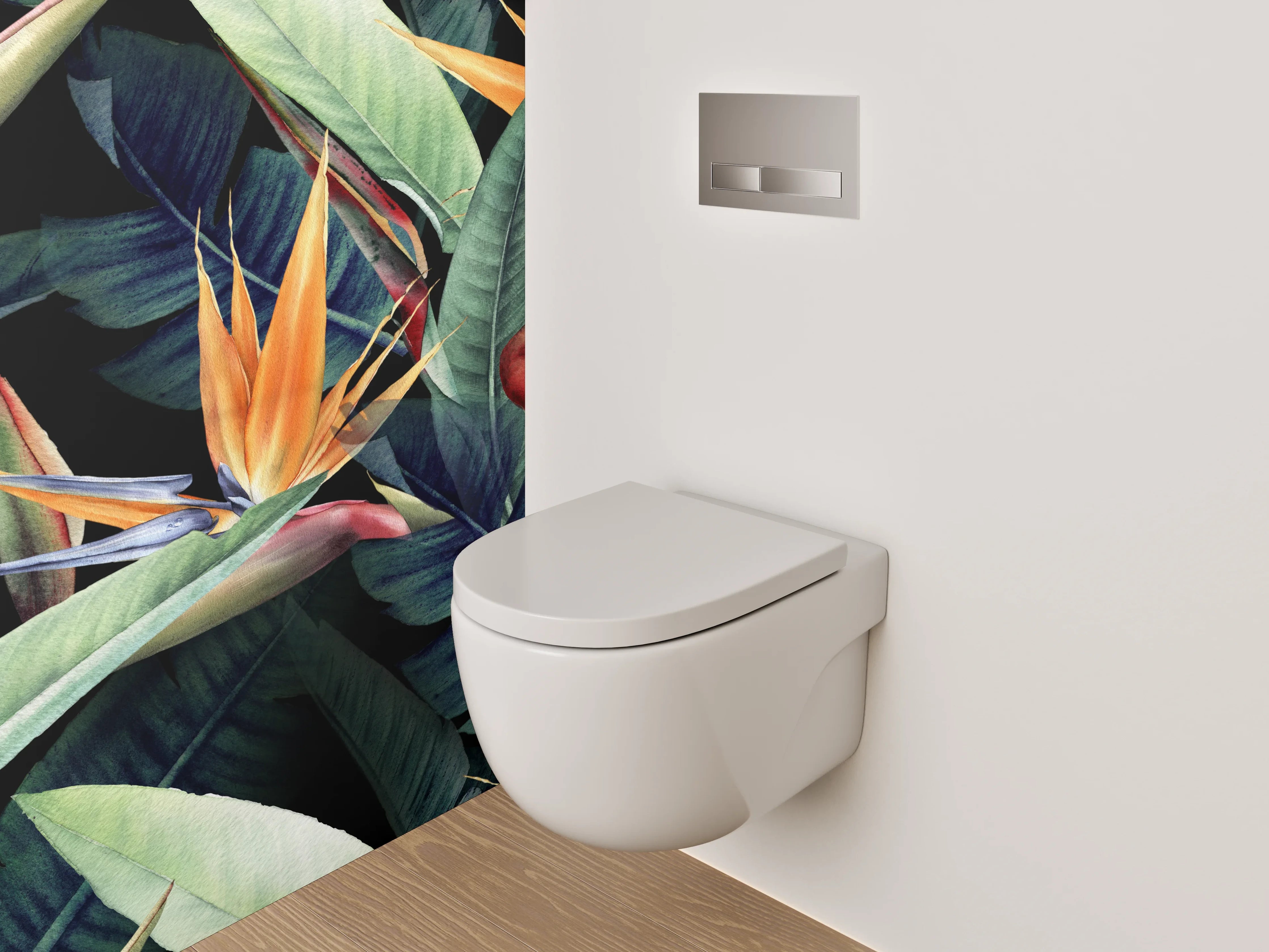 WC-Rückwand - Tropische Blumen und Blätter Muster