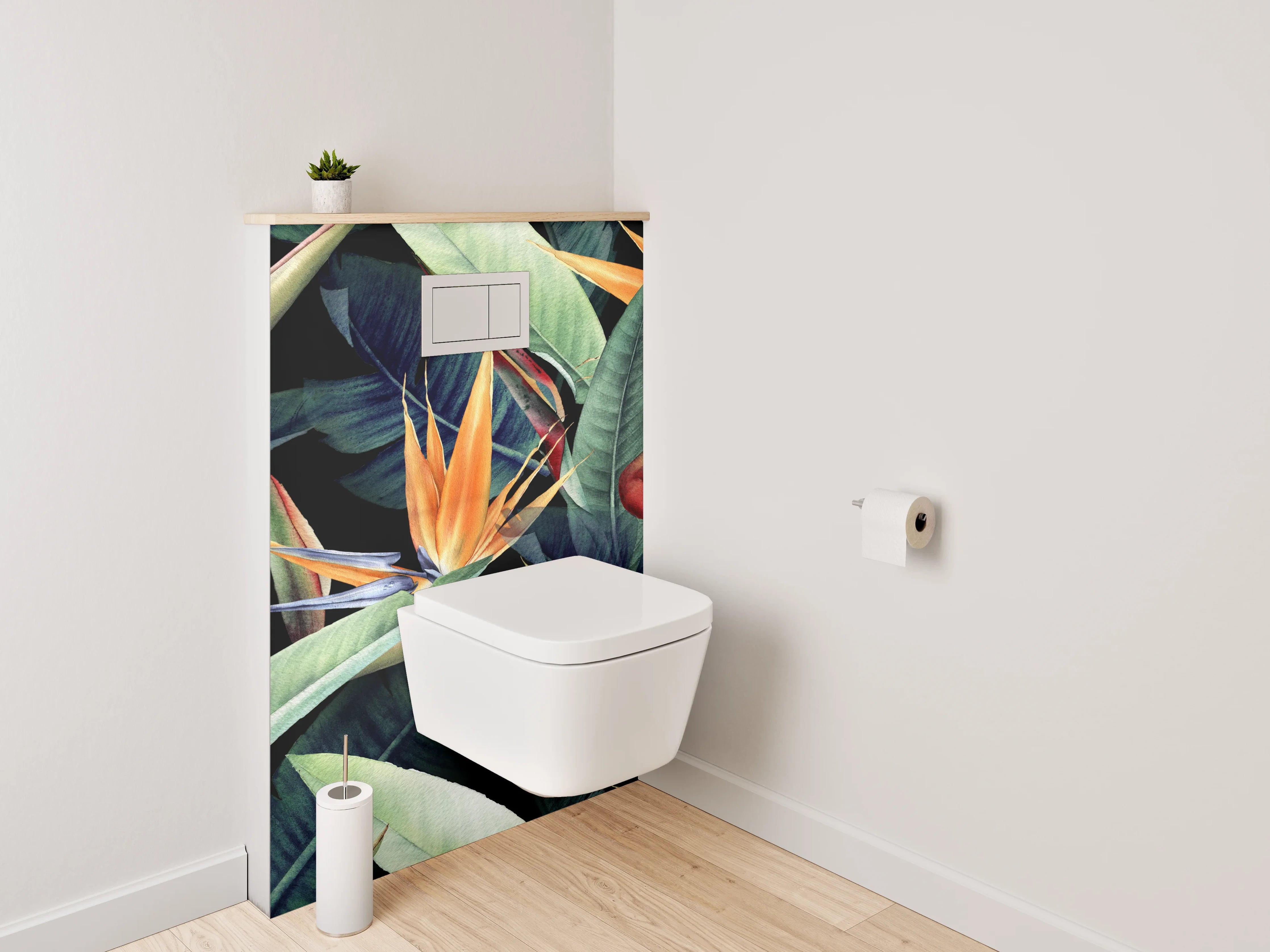 WC-Rückwand - Tropische Blumen und Blätter Muster