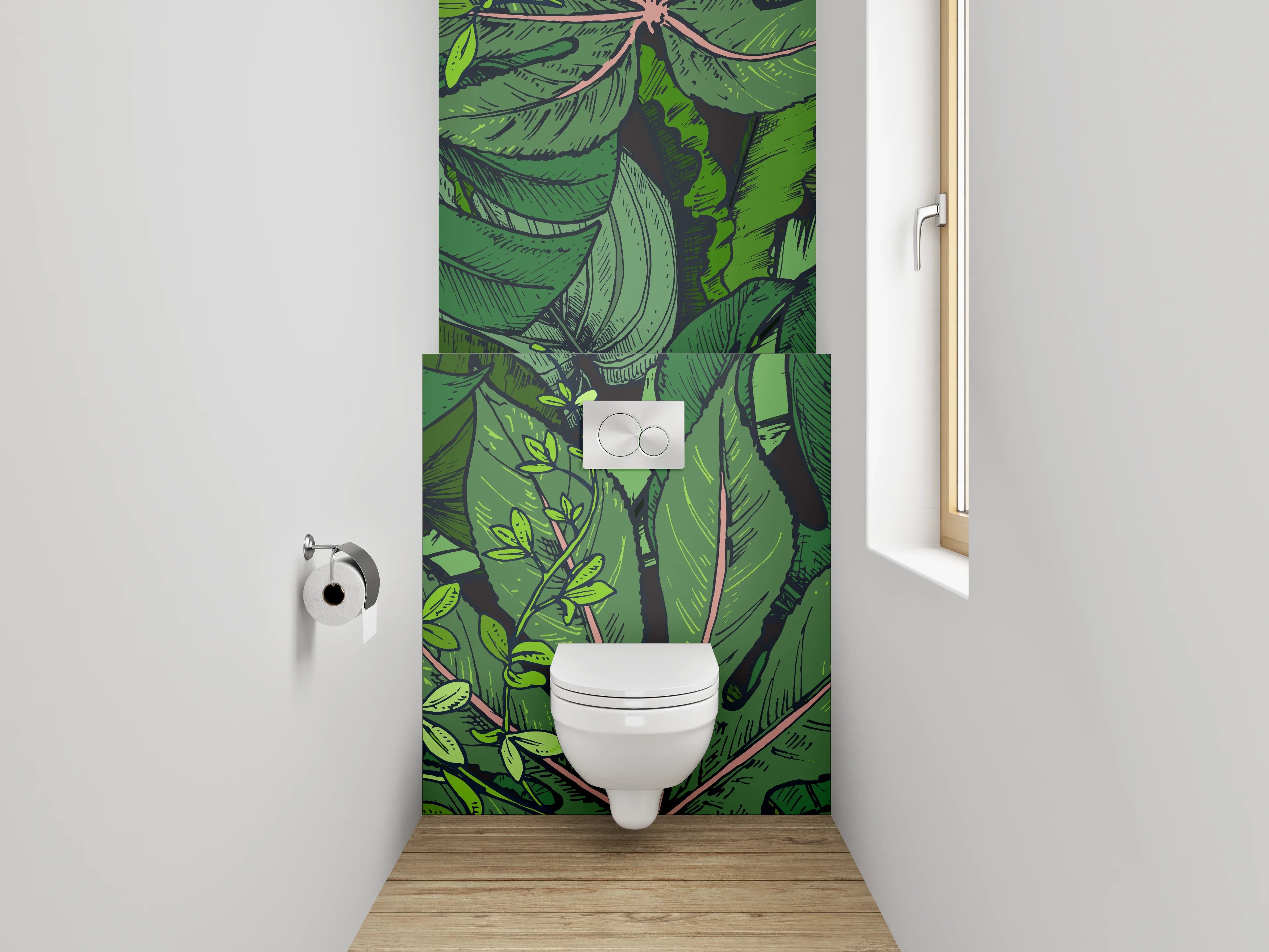 WC-Rückwand - Tropische Dschungel-Blätter Illustration