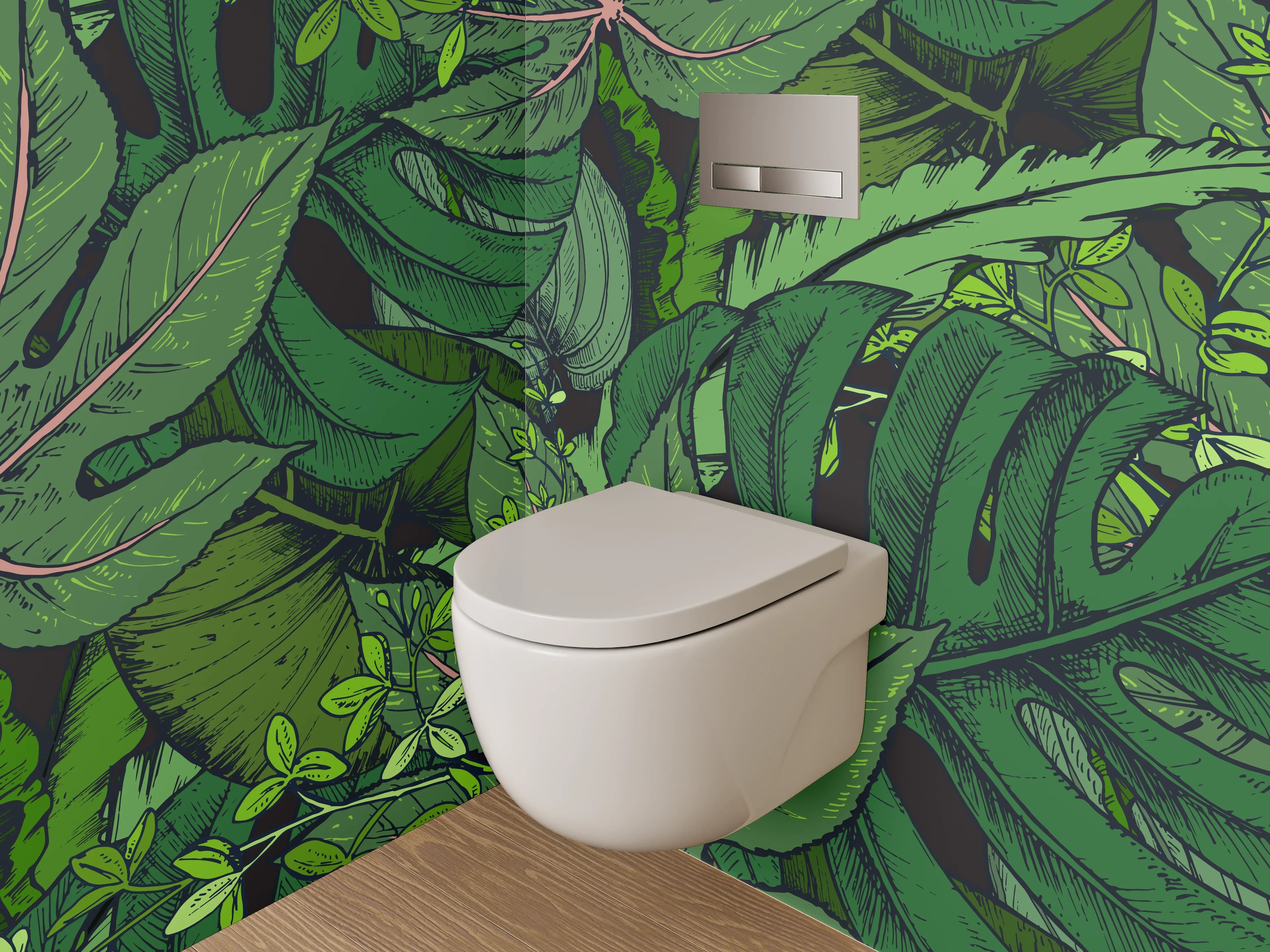 WC-Rückwand - Tropische Dschungel-Blätter Illustration