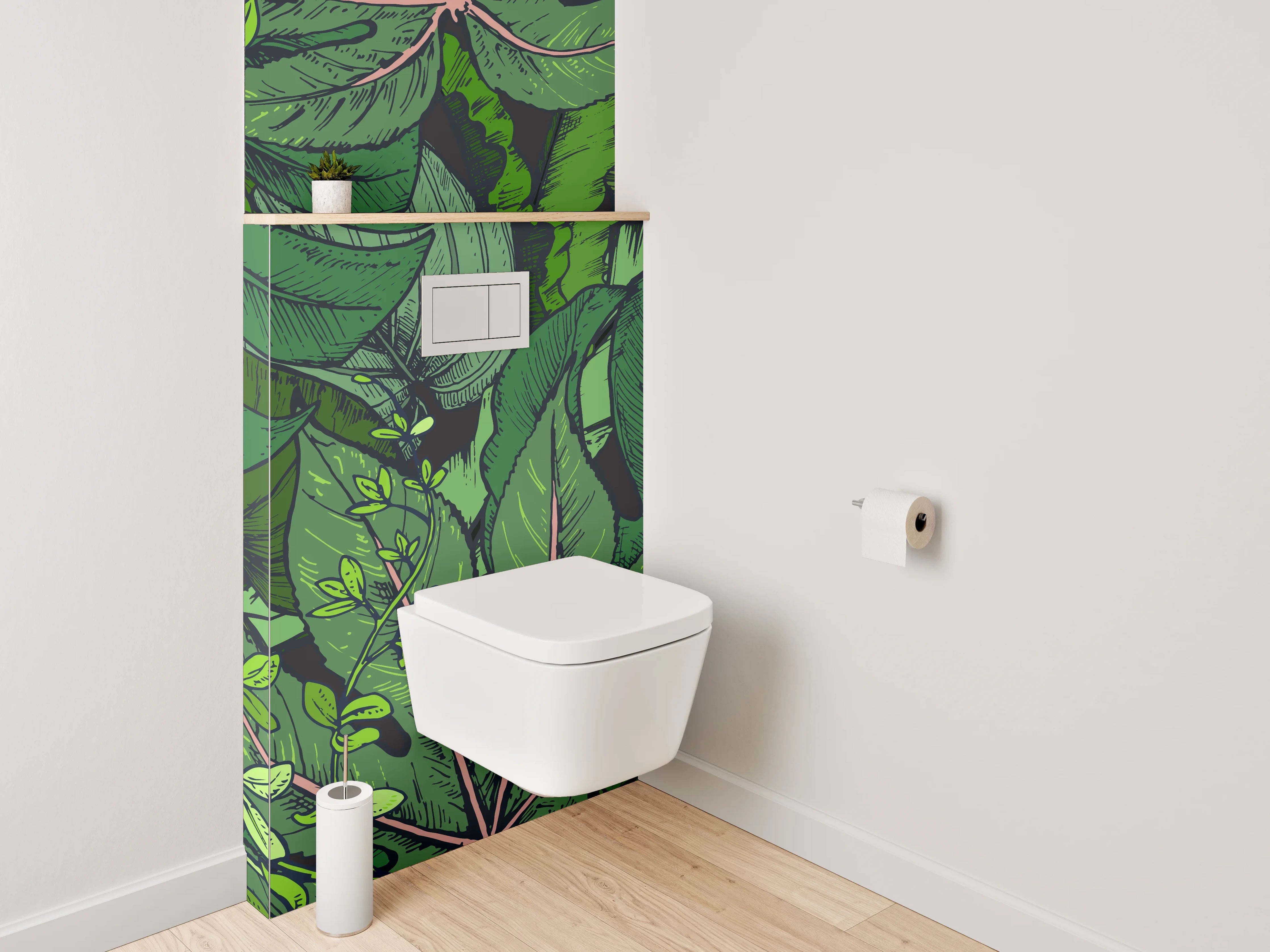 WC-Rückwand - Tropische Dschungel-Blätter Illustration