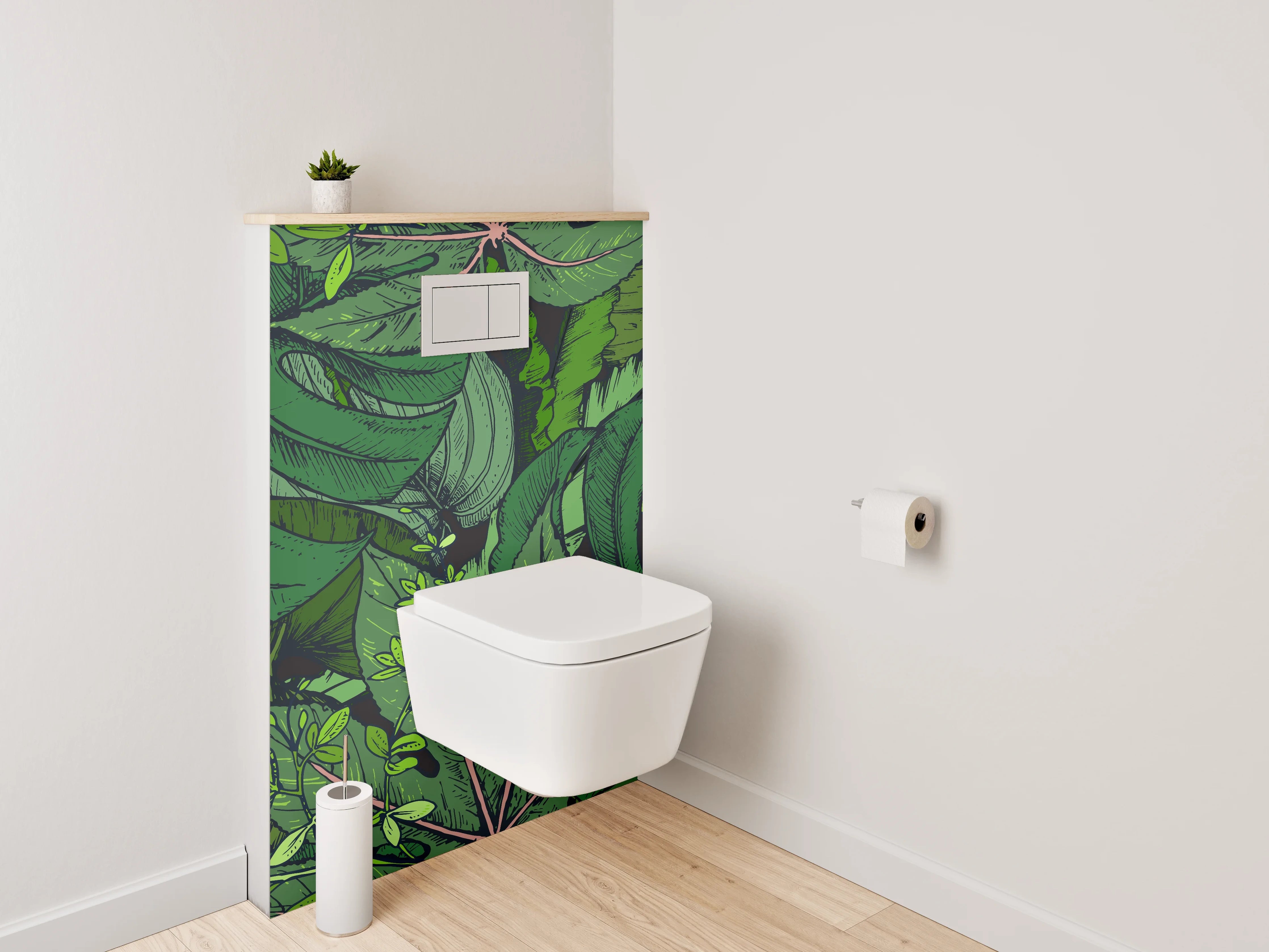 WC-Rückwand - Tropische Dschungel-Blätter Illustration