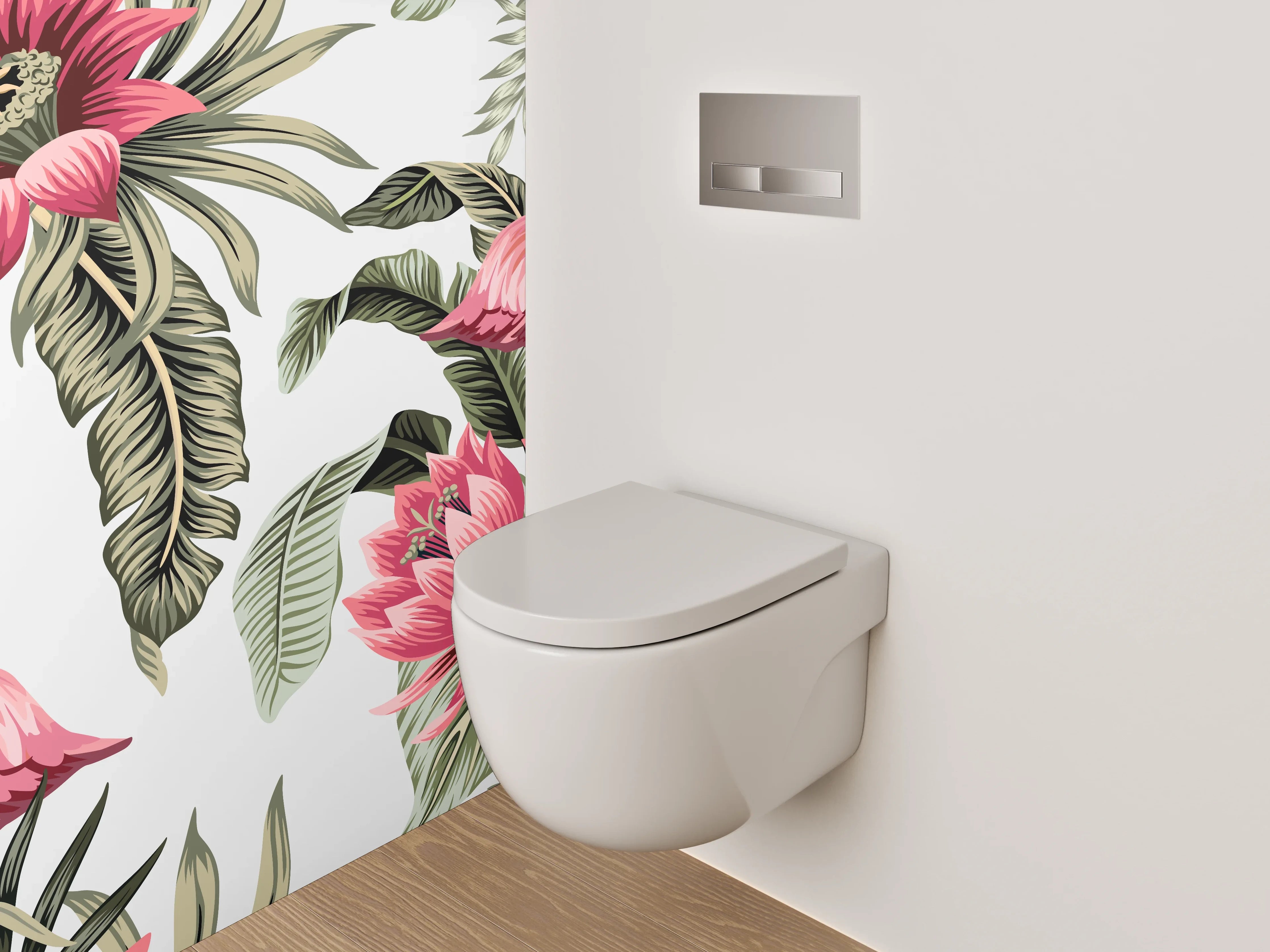 WC-Rückwand - Tropische Flamingos und Blumen Muster