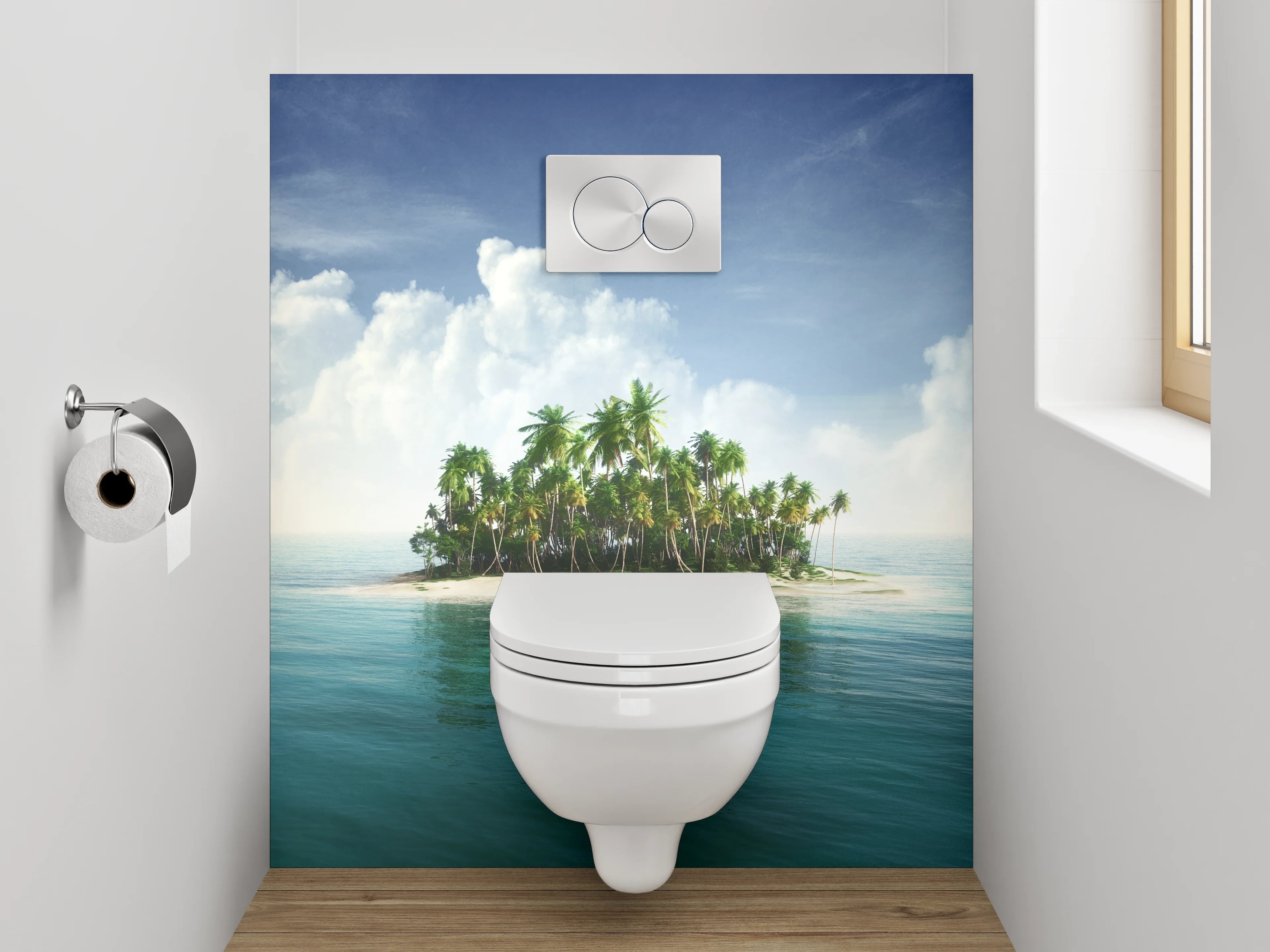 WC-Rückwand - Tropische Insel im Ozean Panorama