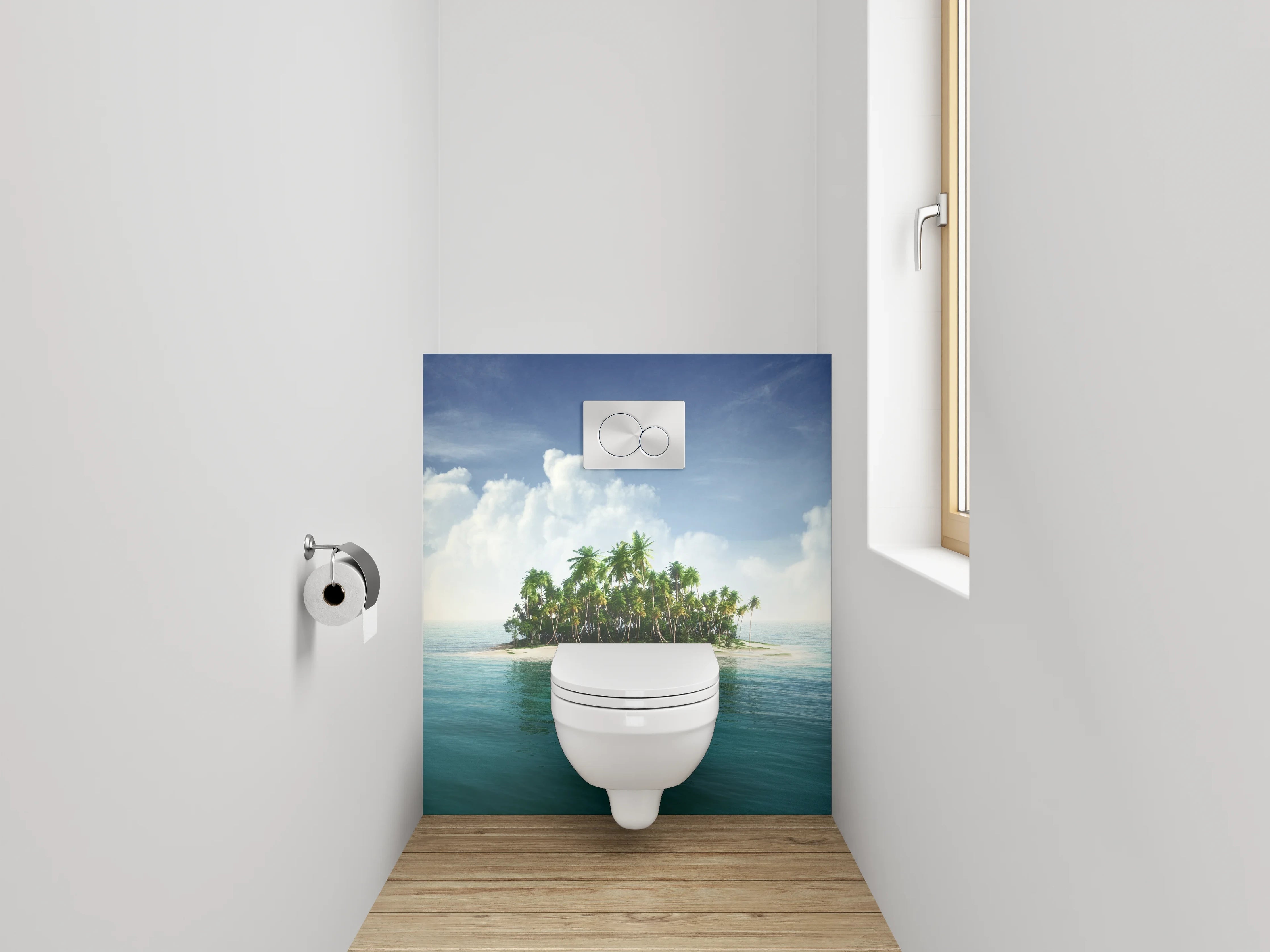 WC-Rückwand - Tropische Insel im Ozean Panorama