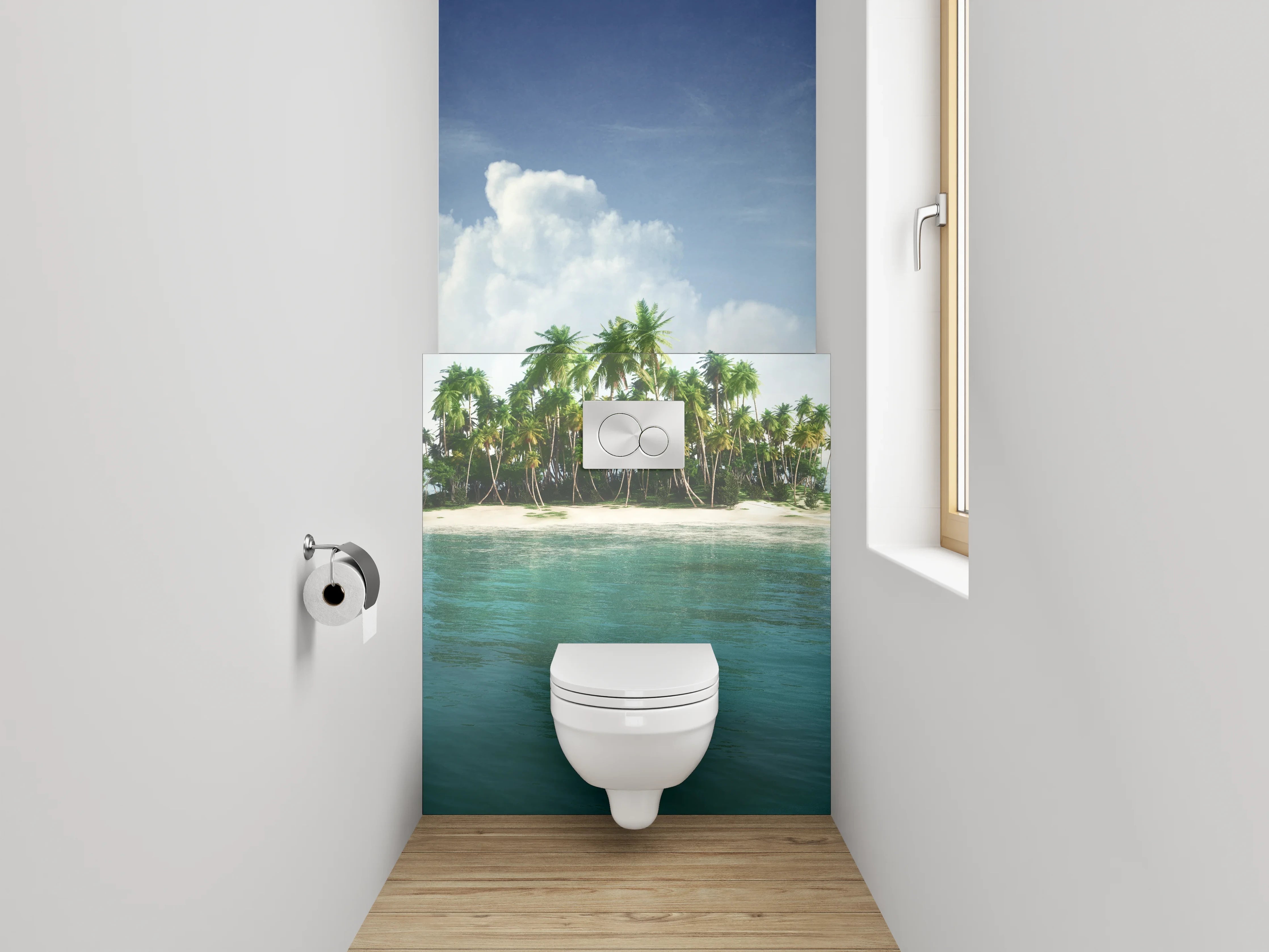 WC-Rückwand - Tropische Insel im Ozean Panorama