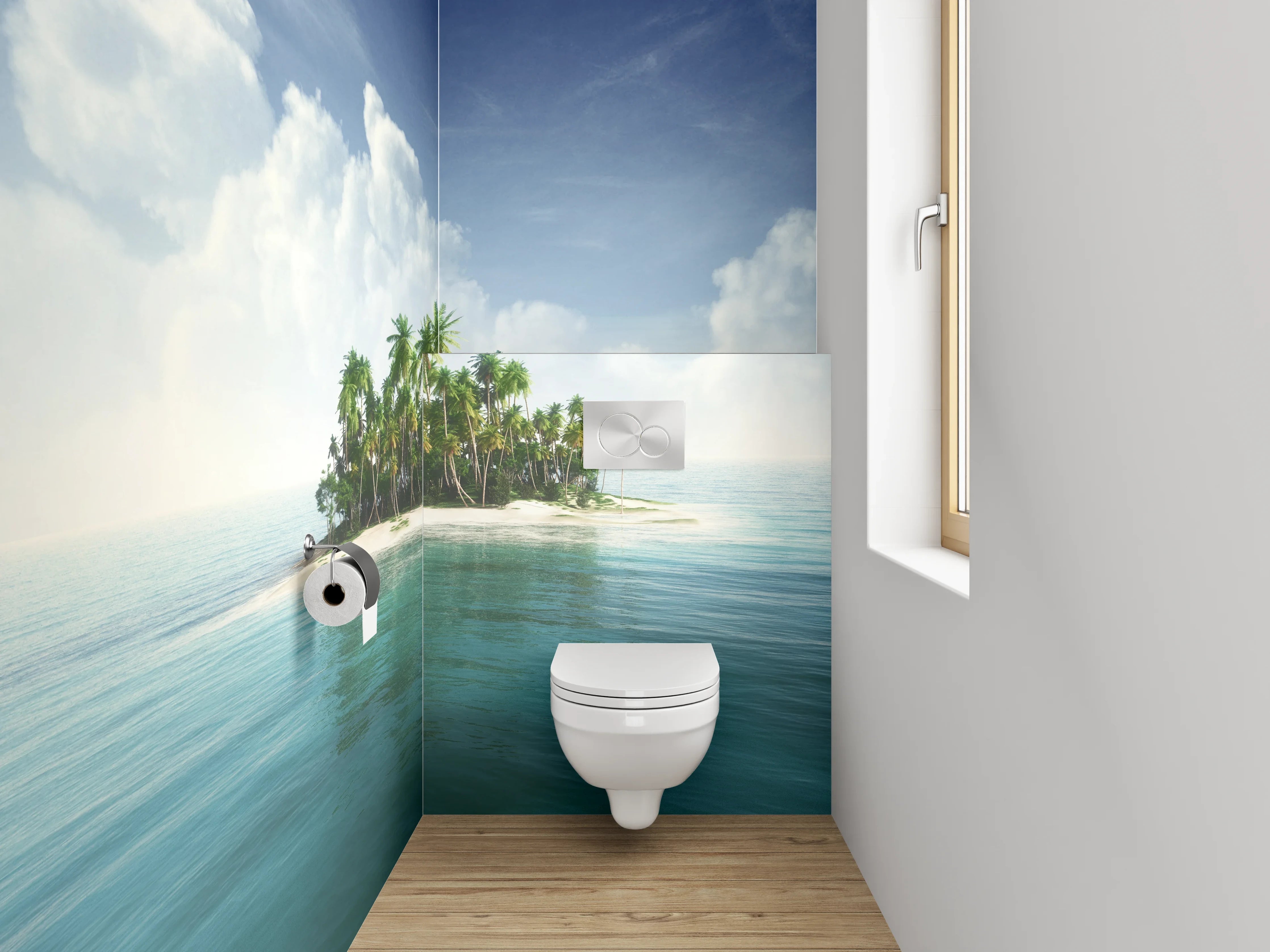 WC-Rückwand - Tropische Insel im Ozean Panorama
