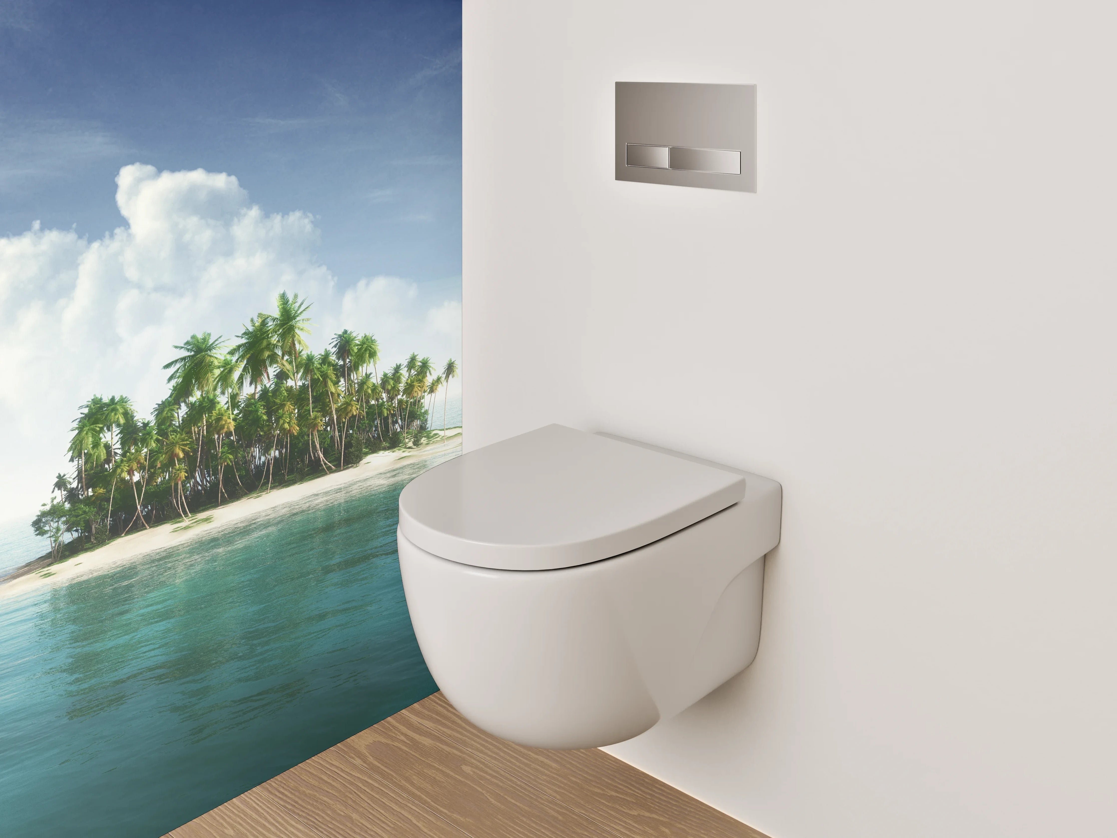 WC-Rückwand - Tropische Insel im Ozean Panorama