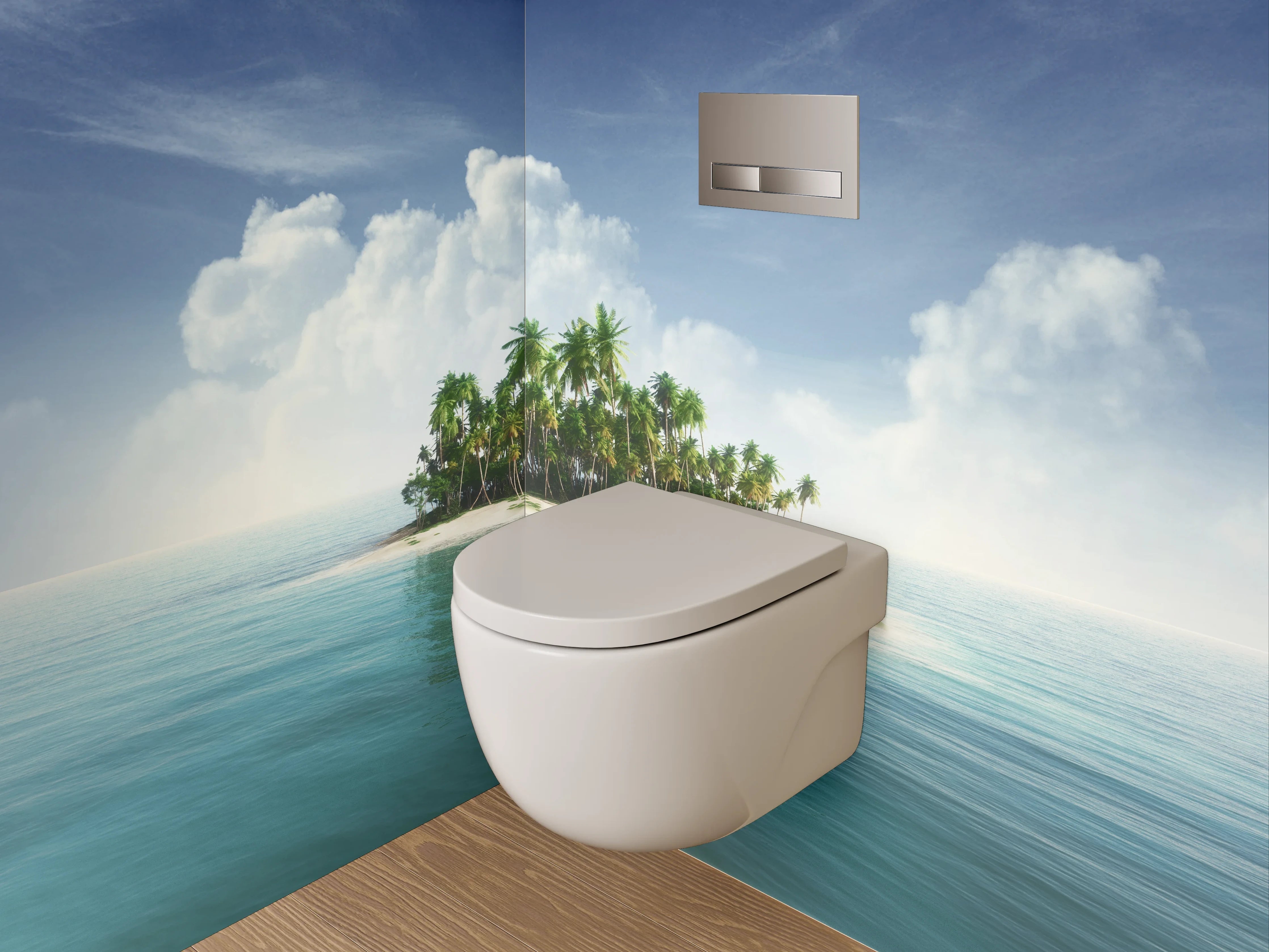 WC-Rückwand - Tropische Insel im Ozean Panorama
