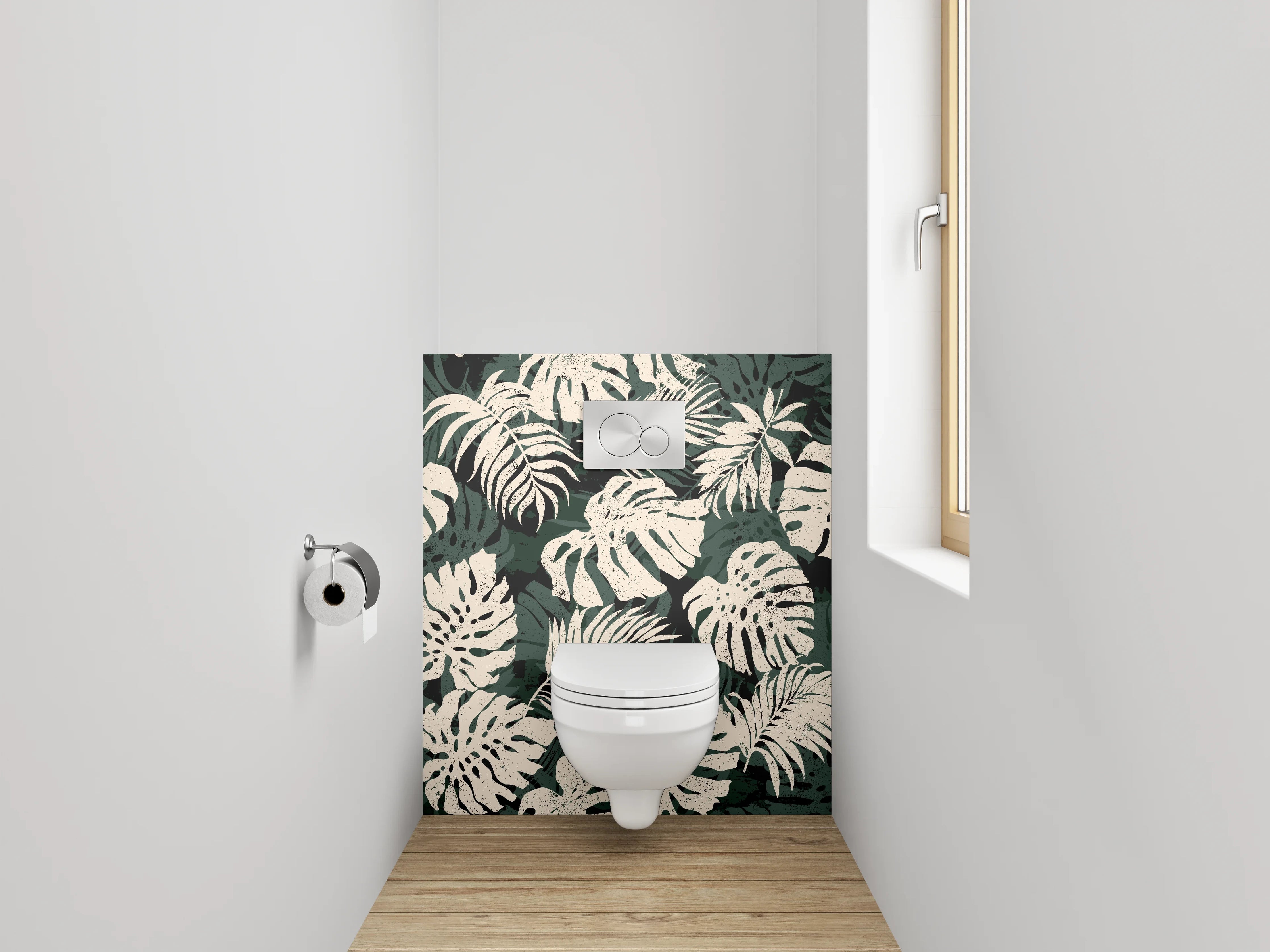 WC-Rückwand - Tropische Monstera Blätter Muster